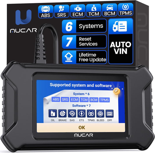 MUCAR CS6 OBD2 Scanner Diagnostic Tool, Engine Transmission BCM Car Scanner, ABS Code Reader, SRS TPMS Scan Tool, 7 Reset Service, Oil/EPB/SAS/TPMS/DPF/Throttle/ABS Bleed, Auto VIN, Free Update