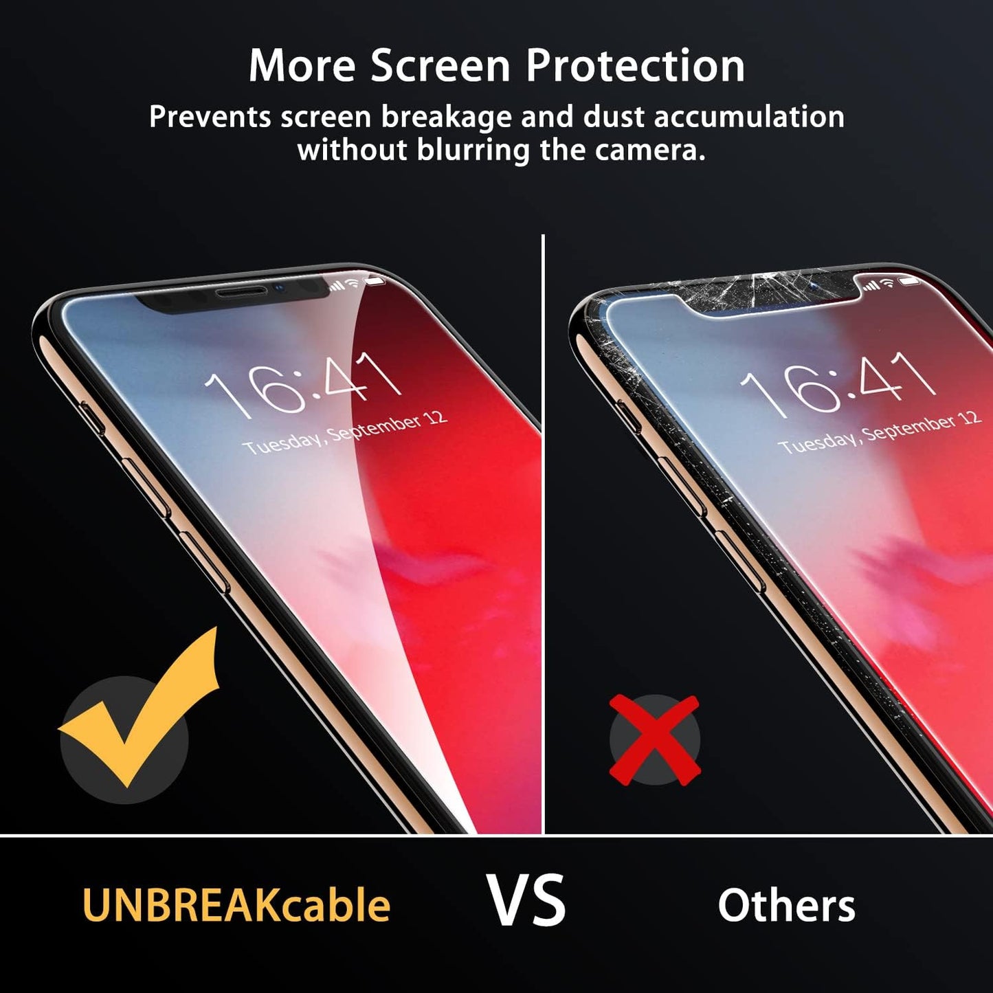 UNBREAKcable 2Pcs Screen Protector for iPhone X/XS/ 11 Pro, Double Defense Series Shatterproof Tempered Glass [Easy Installation Frame] [99.99% HD Clear] [9H Hardness] for iPhone 5.8 inch - 2 Pack