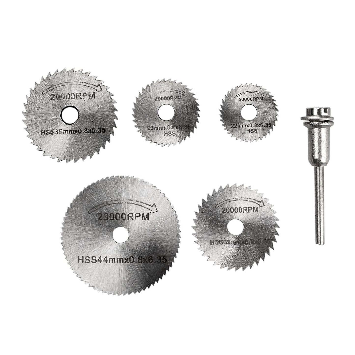 6pcs HSS High Speed Steel Circular Saw Blades with Shank Extension Rod for Rotary Tool