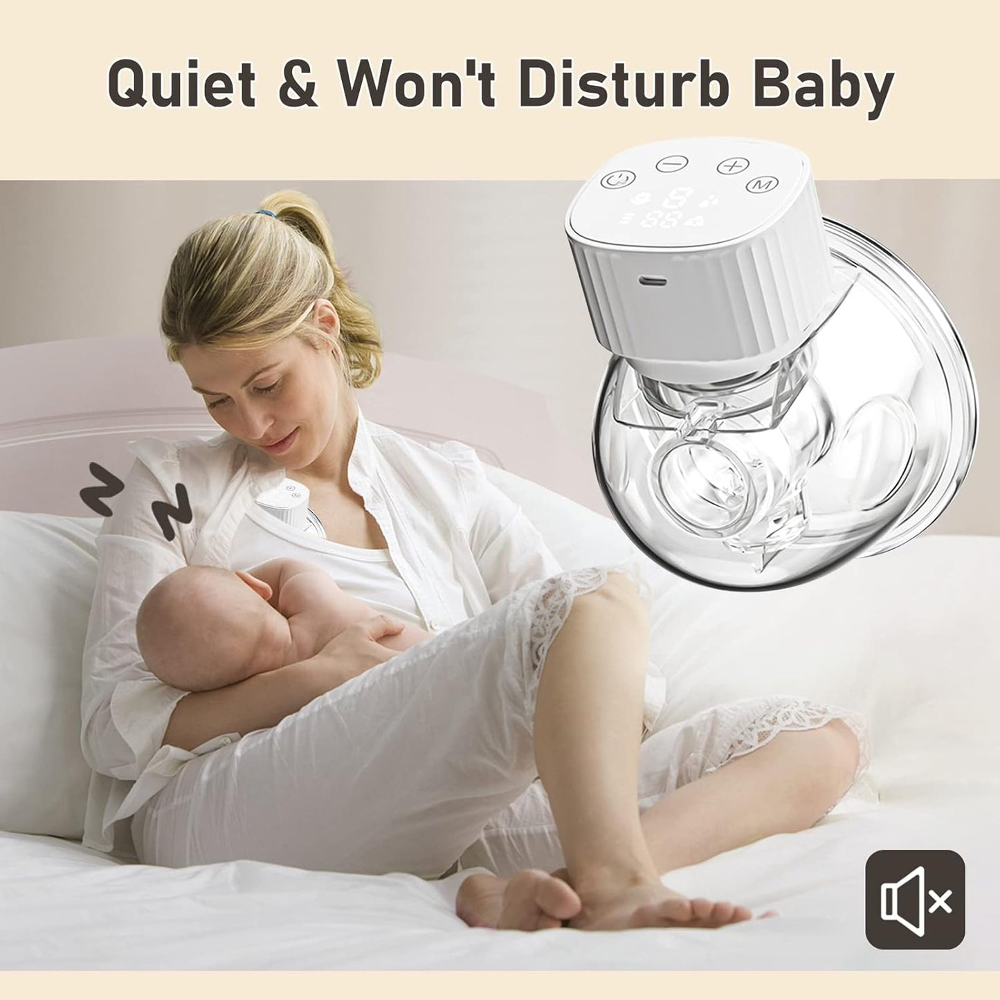 YD-1193 Hands Free Wearable Invisible Breast Pump Portable Painless Low Noise Electric Feeding Pump Modes Suction Levels with Large Display Screen