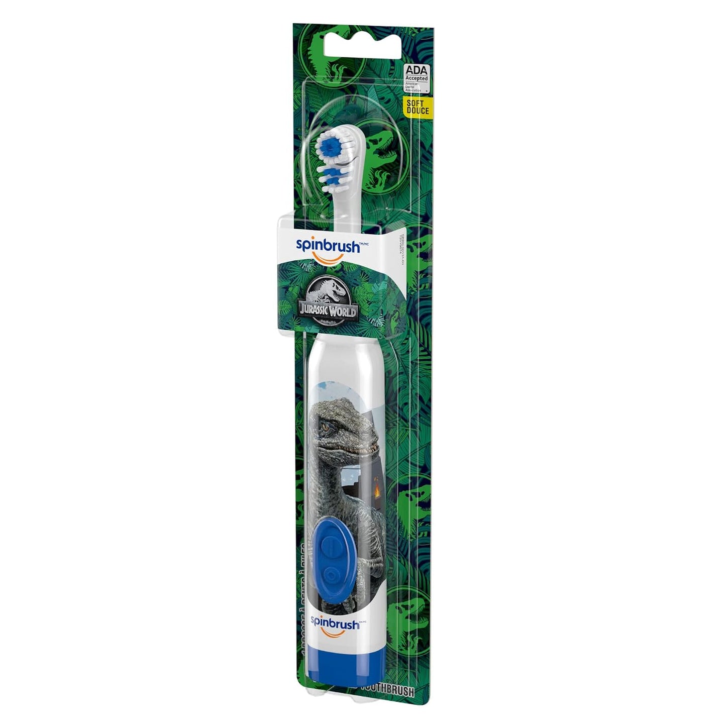 Spinbrush™ Kids Electric Toothbrush, Jurassic™ Battery Powered Electric Toothbrush for Children Ages 3+ with 1 AA Battery, Soft Head Bristles, Leakproof SoftSwitch, Ready-to-Use