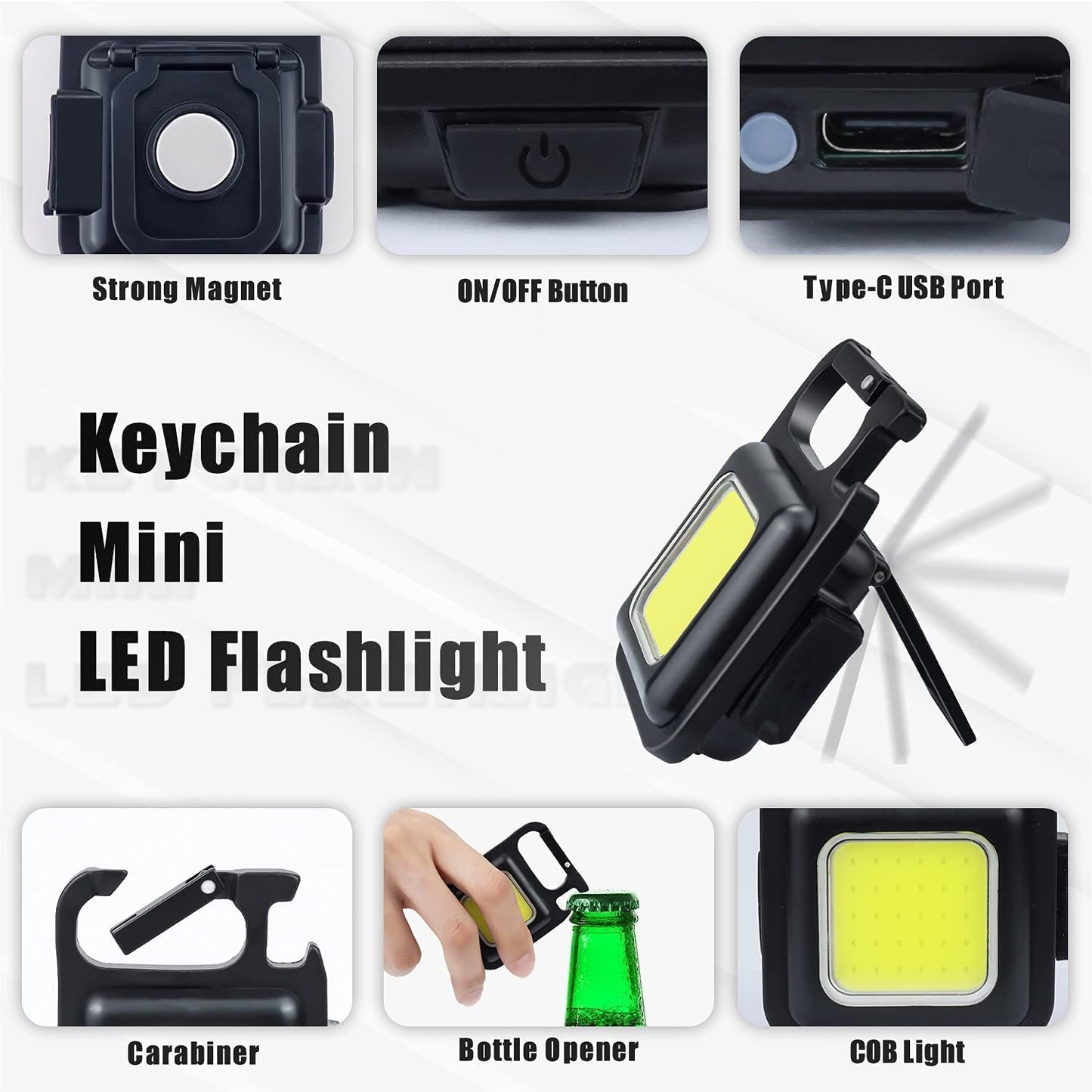 Small Flashlight, Keychain Work Light, USB Rechargeable, Mini LED Handheld Flashlight, 3 Light Modes Portable Pocket Light for Valentine's Day Gift Camping Emergency Fishing, Metal