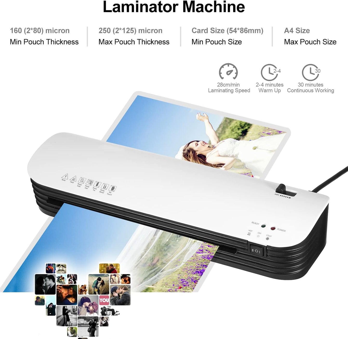 Like A New Toyuugo SL299 Laminator Hine Set A4 Size Hot and Cold Lamination 2 Roller System with 20 Laminating Pouches Paper Cutter Corner Rounder ABS Button for Home Office School Supplies