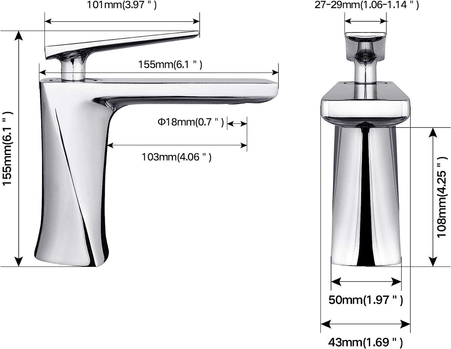 JOMOLA Bathroom Sink Faucet - Single Handle Single Hole Bathroom Faucets, Brass Bathroom Basin Mixer Taps, Chrome