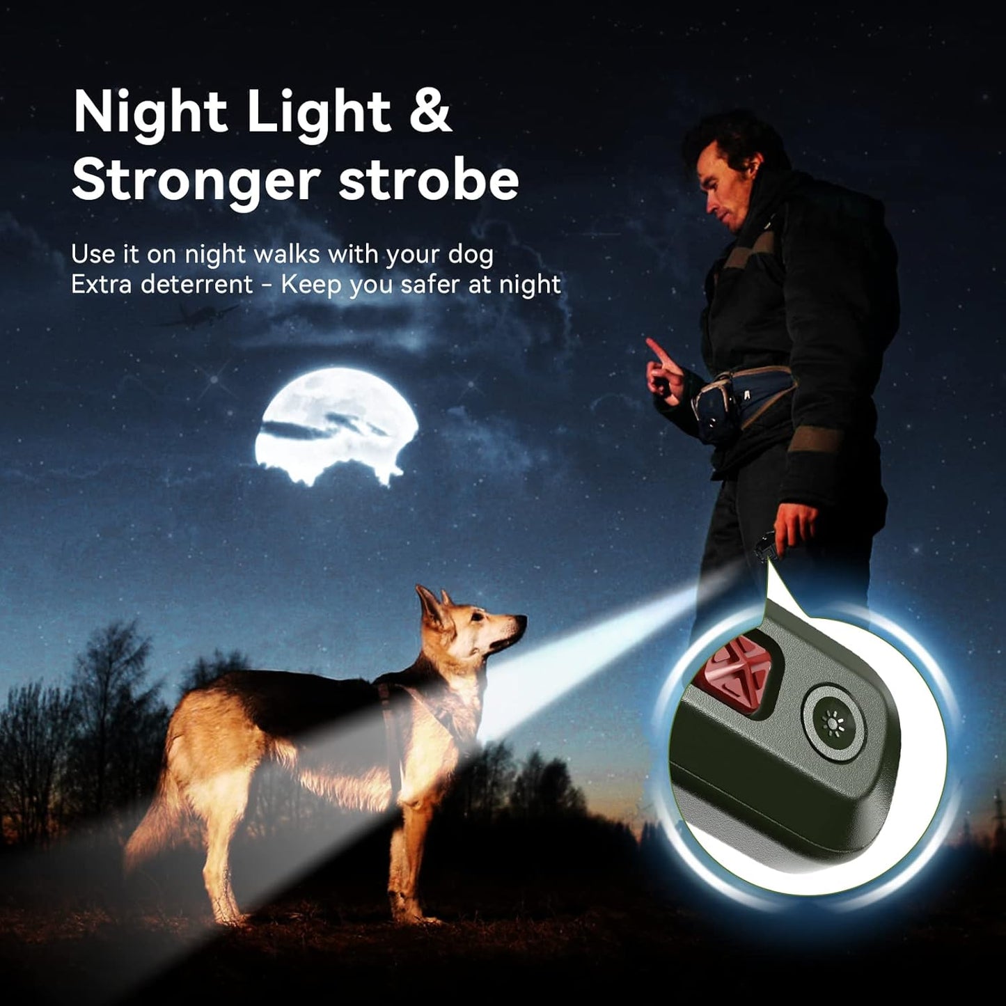 JHMYAR Ultrasonic Dog Bark Device with Flashlight, Anti Bark Device, Long Range for Small and Large Dogs, Indoor and Outdoor