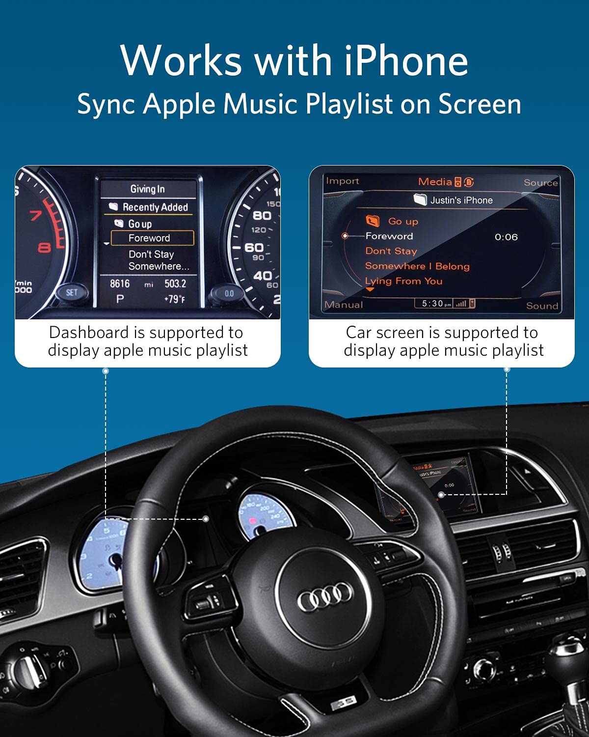 INVERY Airdual Bluetooth 5.0 aptX-HD Car Adapter Compatible for Audi MMI 3G AMI Music Interface,Audi Symphony,Audi Concert,Mercedes Media Interface and Volkswagen MDI Connector