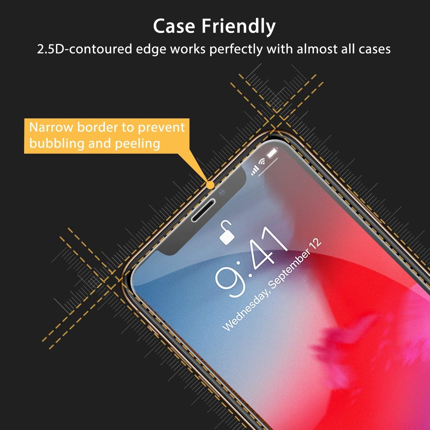 UNBREAKcable 2Pcs Screen Protector for iPhone X/XS/ 11 Pro, Double Defense Series Shatterproof Tempered Glass [Easy Installation Frame] [99.99% HD Clear] [9H Hardness] for iPhone 5.8 inch - 2 Pack