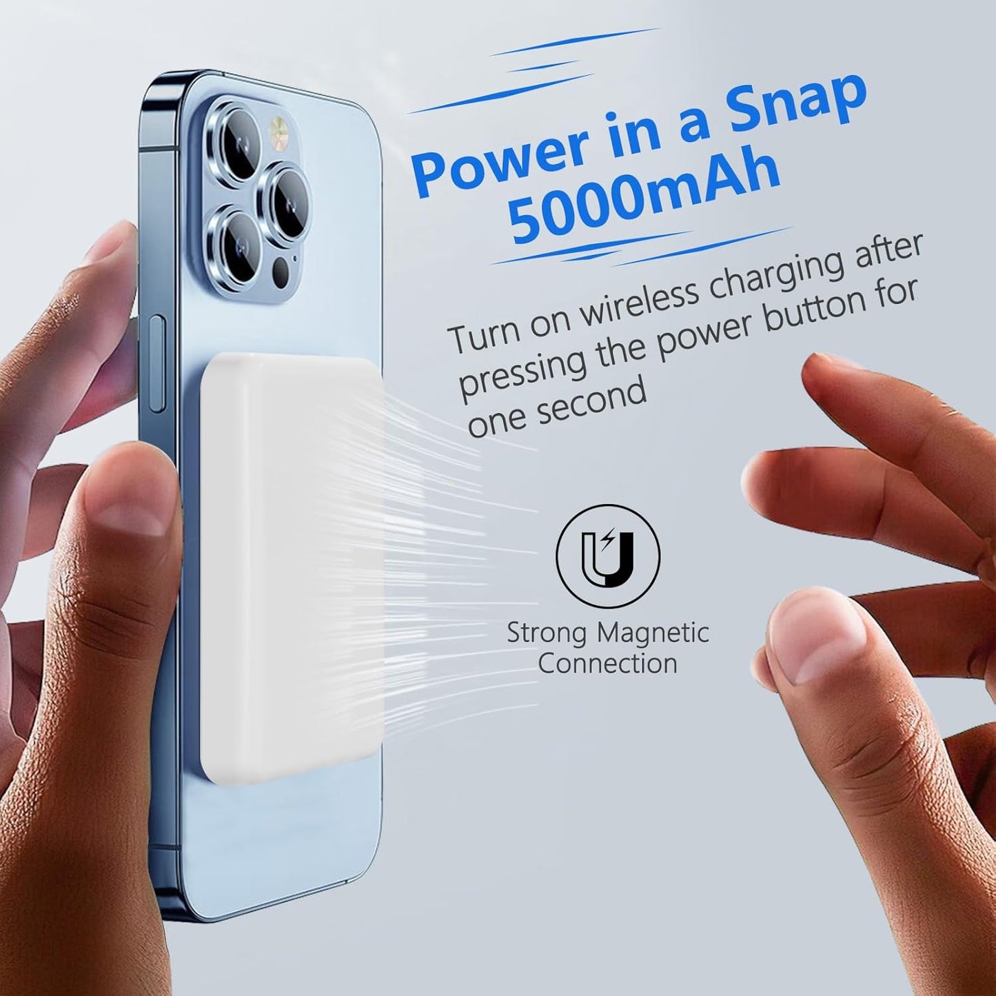 Magsafe Wireless Power Bank For Iphone 5000mah 15w Fast Charging MagSafe Battery Pack White Master Copy Portable Charger