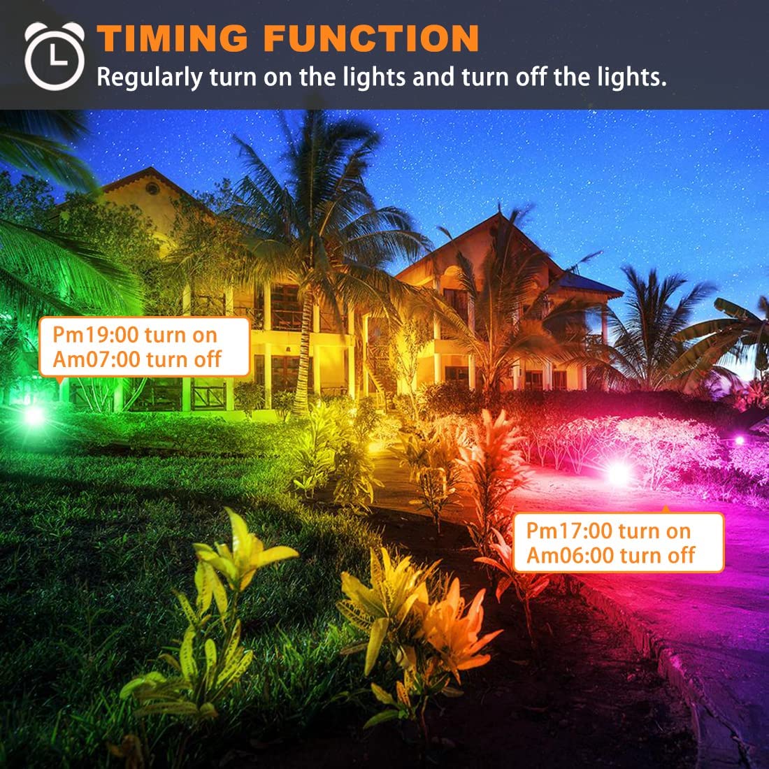 iLC 30W LED Floodlight 300W Equivalent Outdoor RGB Colour Changing, Smart Flood Lights RGBW 2700K Warm White & 16 Million Colors, 20 Modes, Grouping, Timing, IP66 Waterproof [Energy Class E]