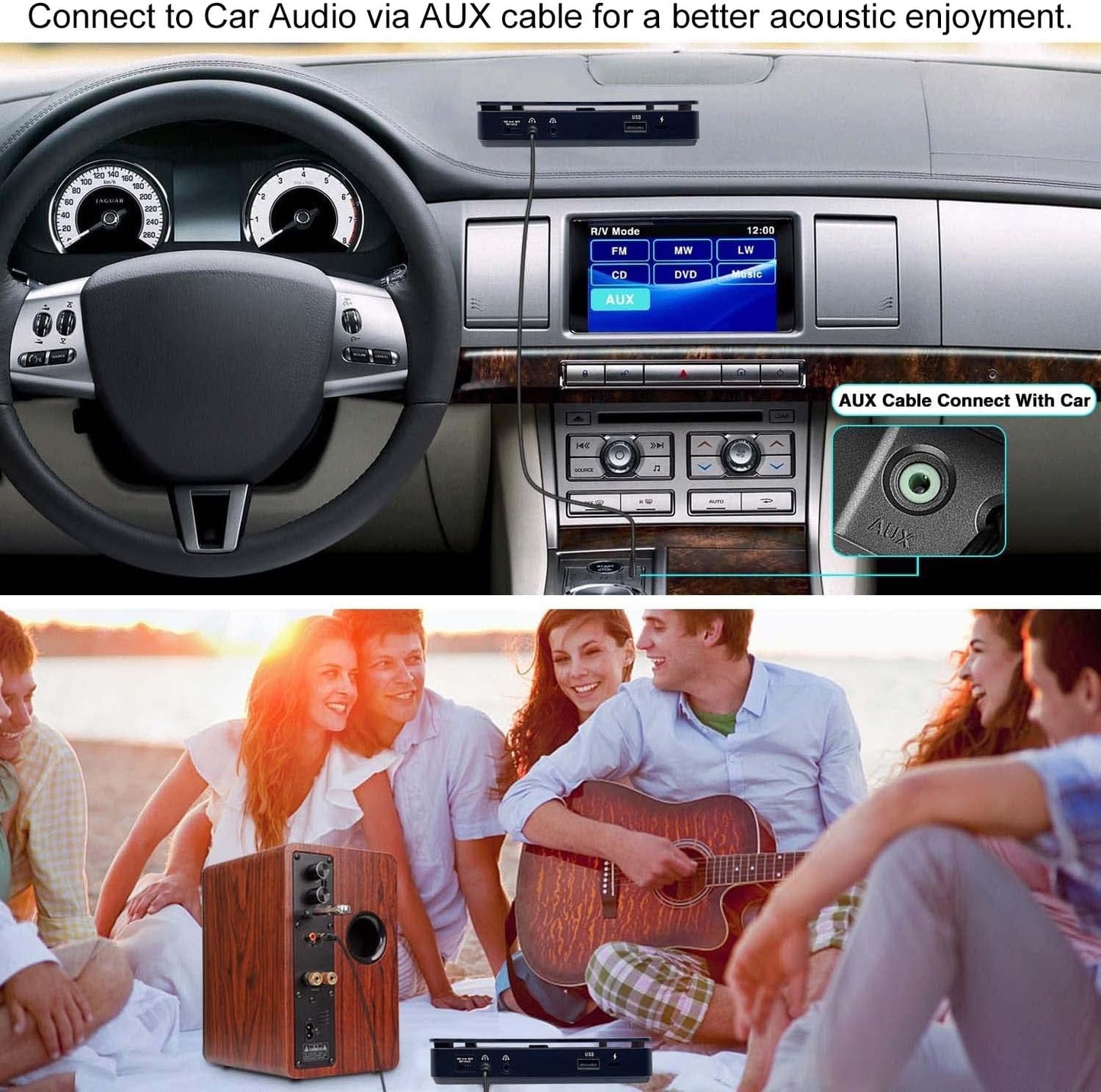 Rechargeable Portable CD Player Small CD Player for Car with 3.5mm AUX Cable Dual Headphones Hole Design LED Display Touch Buttons 12 Hours Playing Time Anti-Skip Shockproof