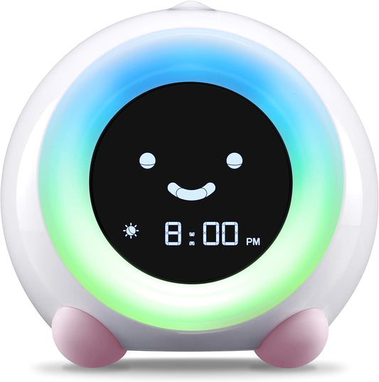 LittleHippo MELLA: Ready to Rise Children's Sleep Trainer, Night Light, Sound Machine and OK to Wake Alarm Clock for Toddlers and Kids - Blush Pink