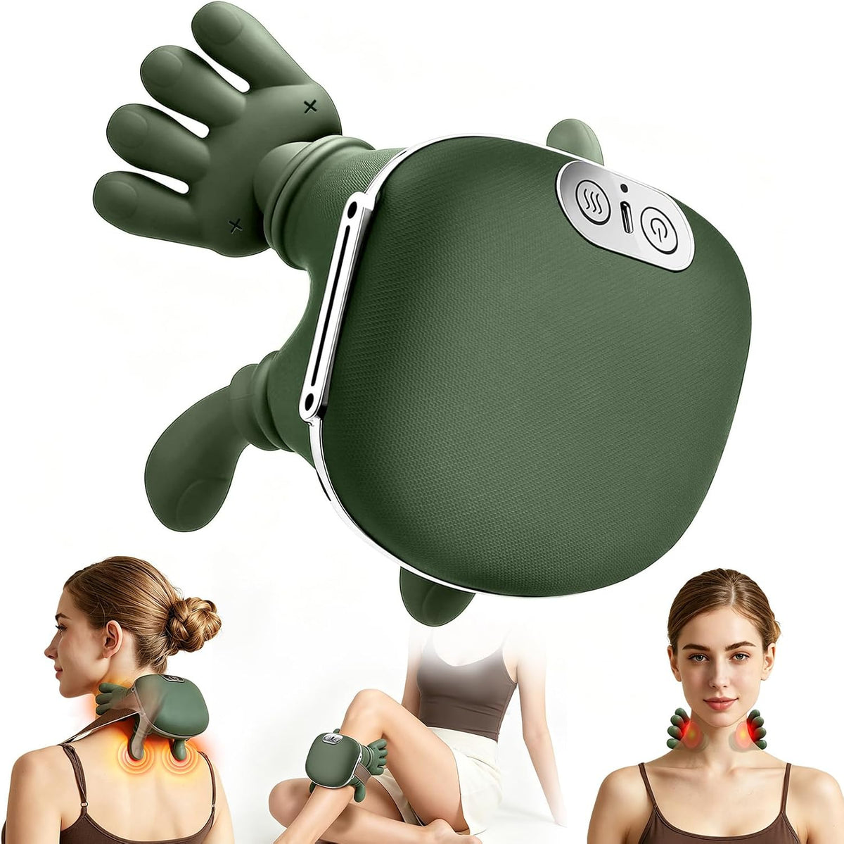 4D Neck Massager with Heat, Deep Tissue Pain Relief,Shoulder Massager Neck, Back & Hand Massager, Heating Function, Deep Tissue Pain Relief, Muscle Relaxation, Ideal Gift