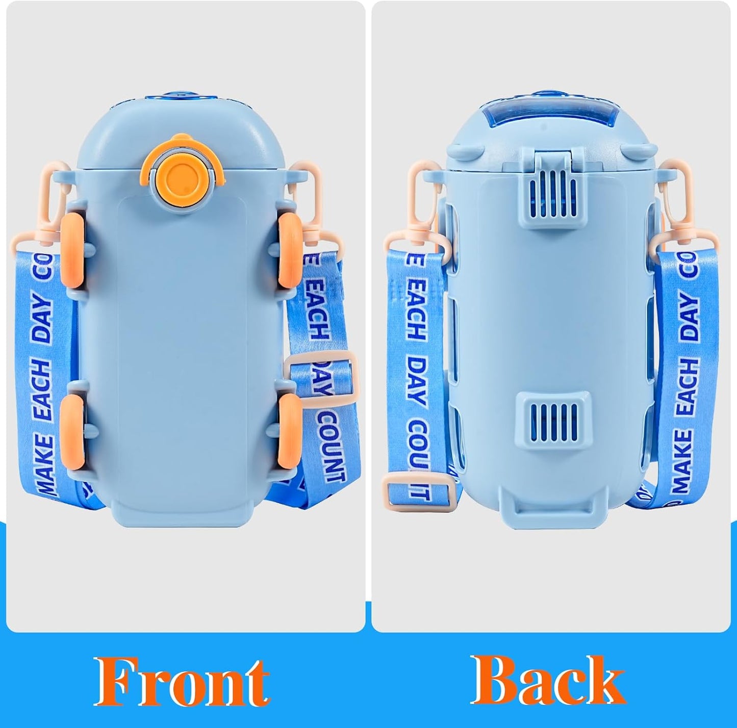 Bus Water Bottle For Kids Cute Portable Water Cup in Bus Shape 500ml Leakproof Toy Bus Water Bottle with Straw Adjustable Shoulder Strap for Girls Boys School Home Outdoor Drinking Bottle(blue)