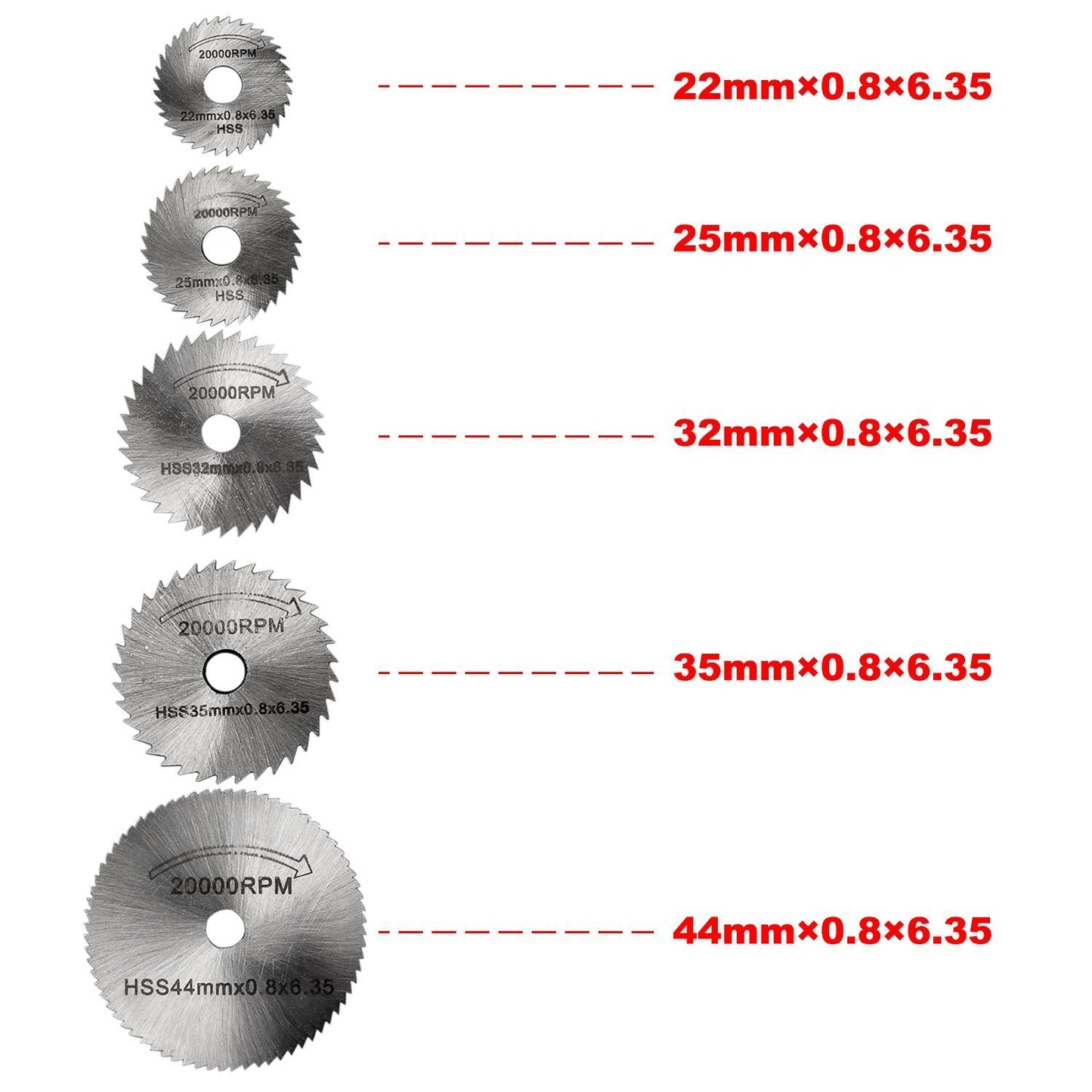 6pcs HSS High Speed Steel Circular Saw Blades with Shank Extension Rod for Rotary Tool