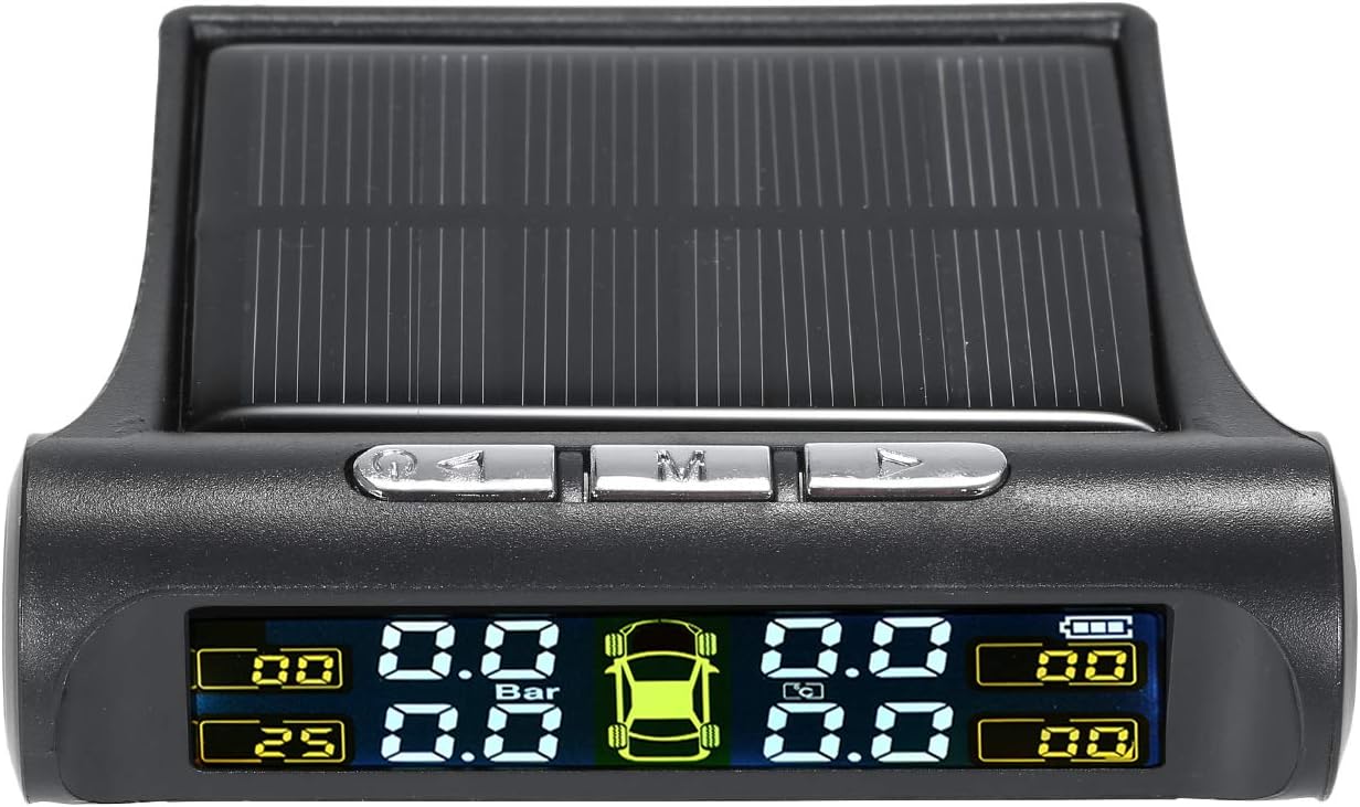 RuleaxAsi 1# Solar TPMS Wireless Car Tire Pressure Monitoring System with 4 External Sensors