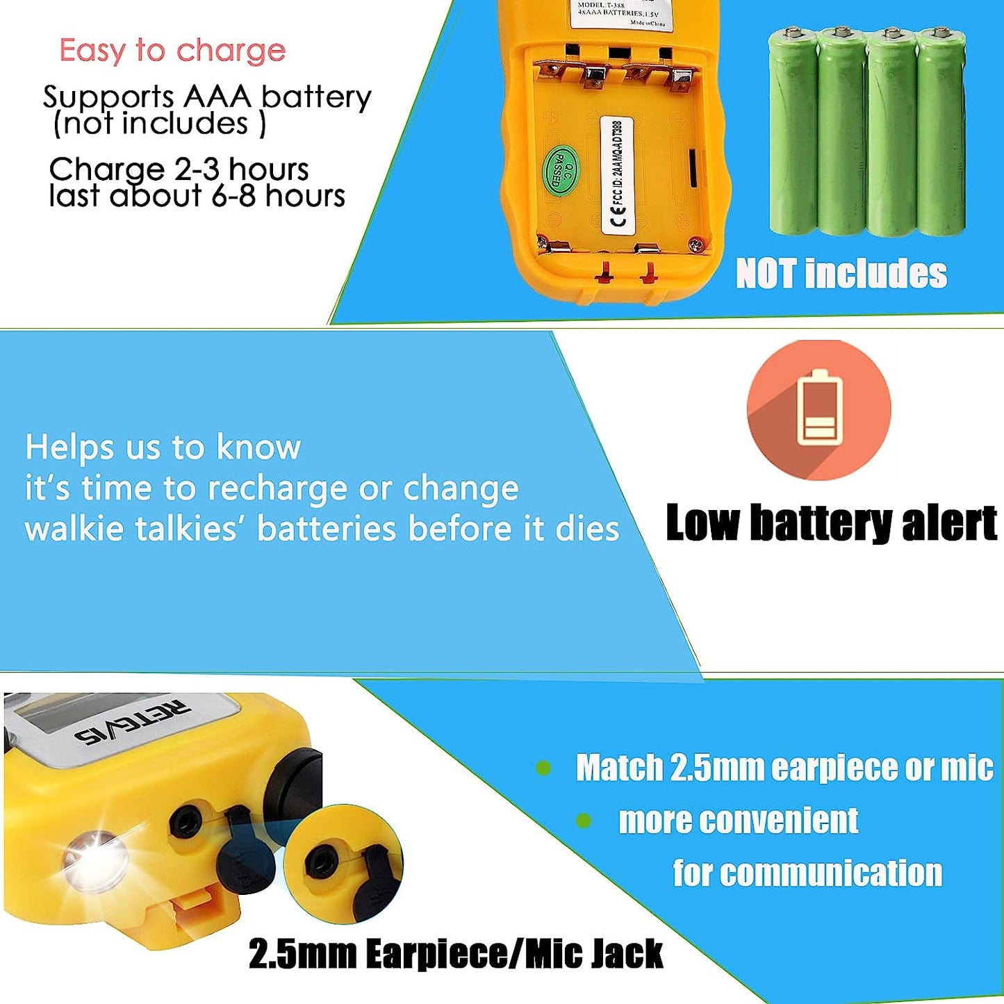 Retevis RT-388 Walkie Talkies for Kids,22 Channels Long Range Kids Toys with Flashlight,Christmas Gifts Boys Girls Outdoor Indoor Cosplay Camping Hiking Skating(Yellow,2 Pack)