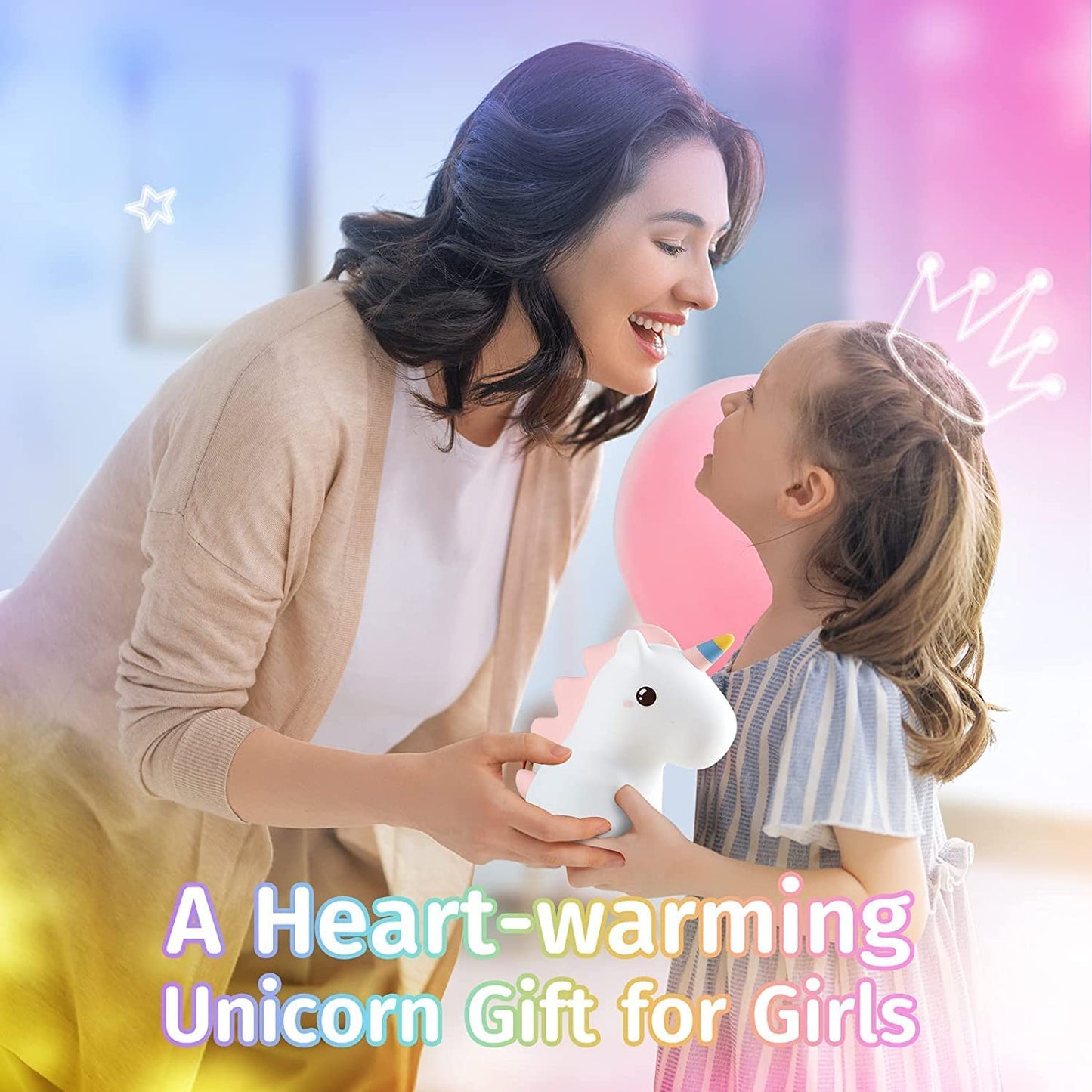 One Fire Unicorn Night Light Children, 16 Colours Kawaii Night Light Baby LED Bedside Lamp Baby Room, Silicone Nursing Light Dimmable Touch for Unicorn Gifts for Girls, Cute Night Lamp Children's Room