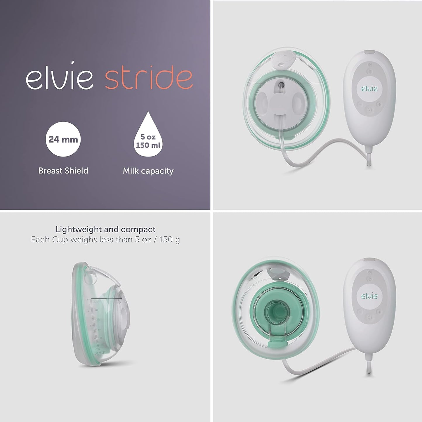 Elvie Stride - Wearable Electric Breast Pump - Hospital-Grade | Hands-Free Wearable Electric Breast Pump with 2-Modes & 150 ml Capacity per Cup…