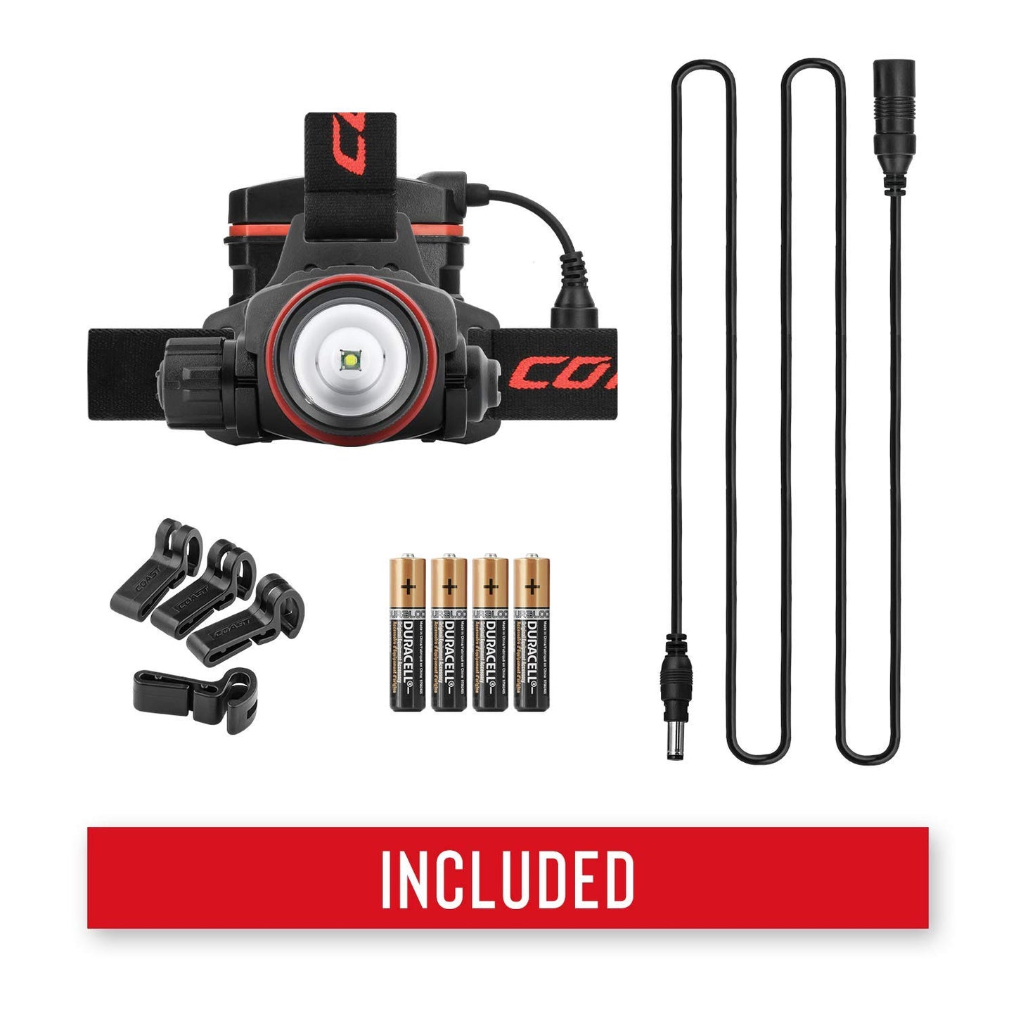 COAST® HL8 390 Lumen Utility LED Headlamp with Hinged Beam Adjustment and Hard Hat Compatibility Pure Beam Focus - Flood to Bulls-Eye Spot