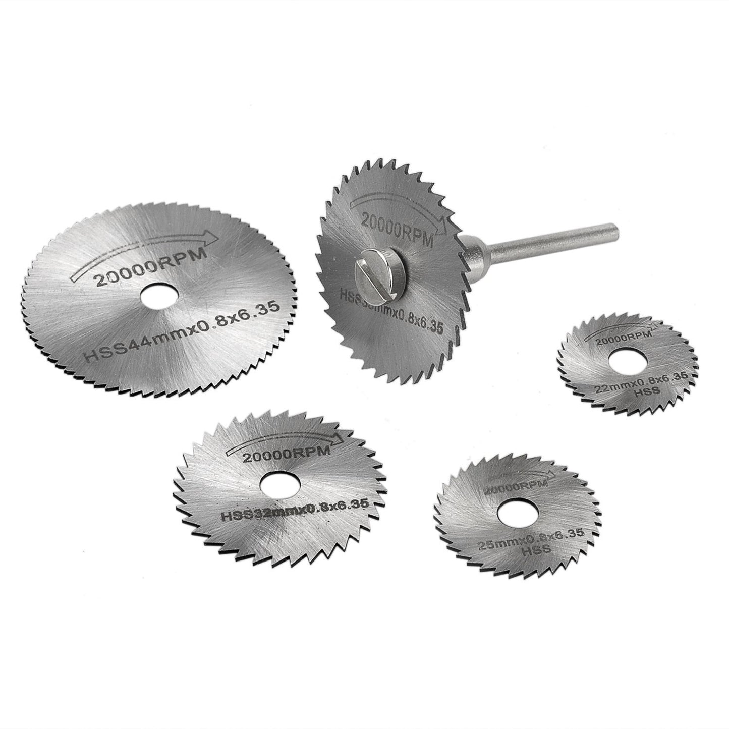 6pcs HSS High Speed Steel Circular Saw Blades with Shank Extension Rod for Rotary Tool