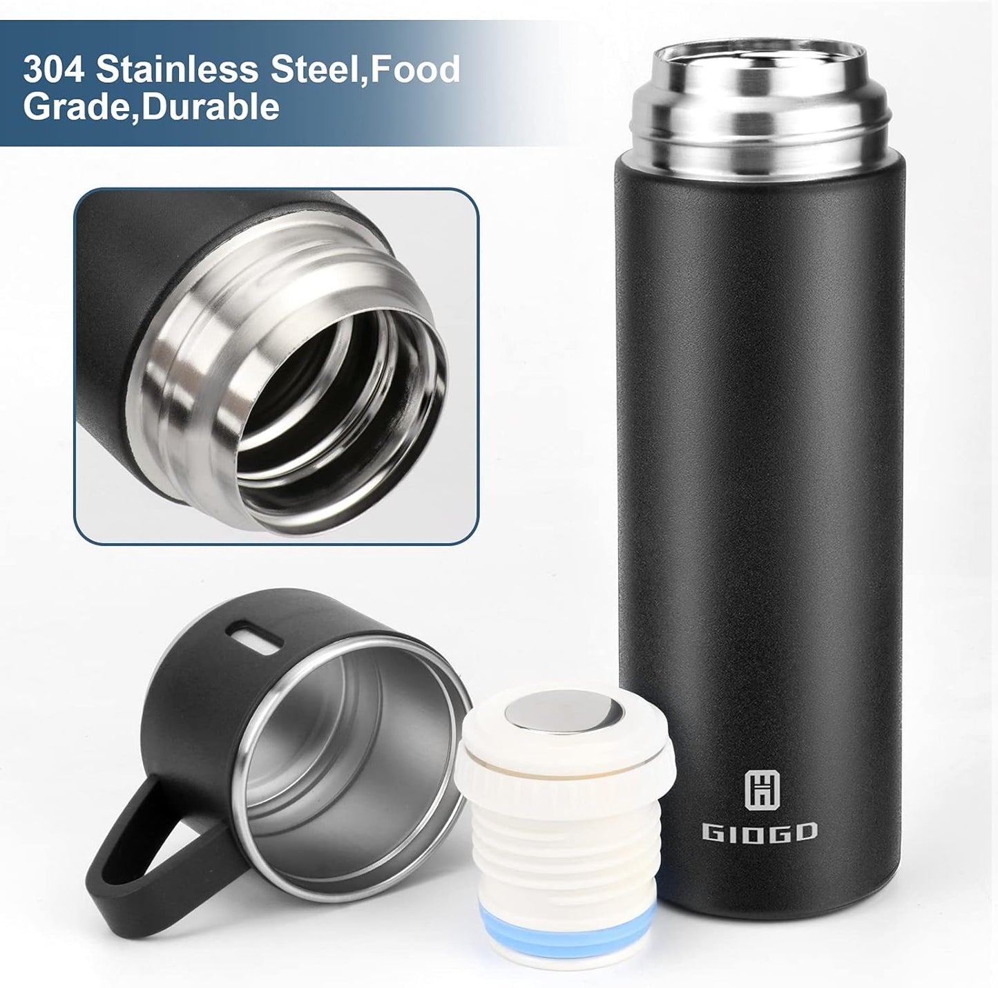 Gift Pack Stainless Steel Vacuum Flask Set with 3 Steel Cups Combo Coffee Hot Drink and Cold Water Flask Ideal Gifting Travel Friendly Latest Flask Bottle for Hot and Cold Drink Flask Bottle 500ml