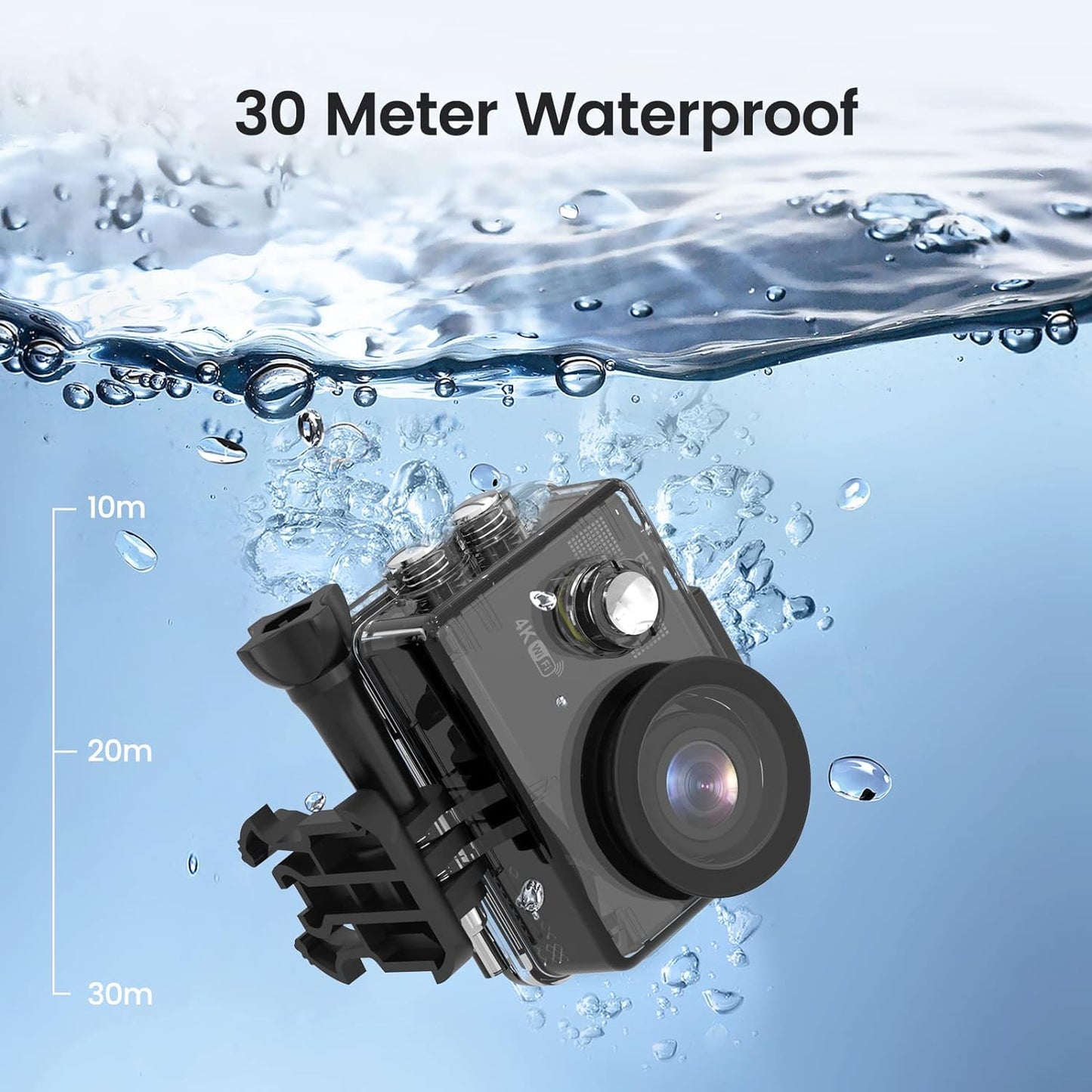 HCAM20 EIS Action Sports Camera with Accessories Mount Kit 3 1350mAh Batteries,HD WiFi Remote Underwater Camera with Waterproof Case,Outdoor Video Action Camera 4k with Wide Angle Lens