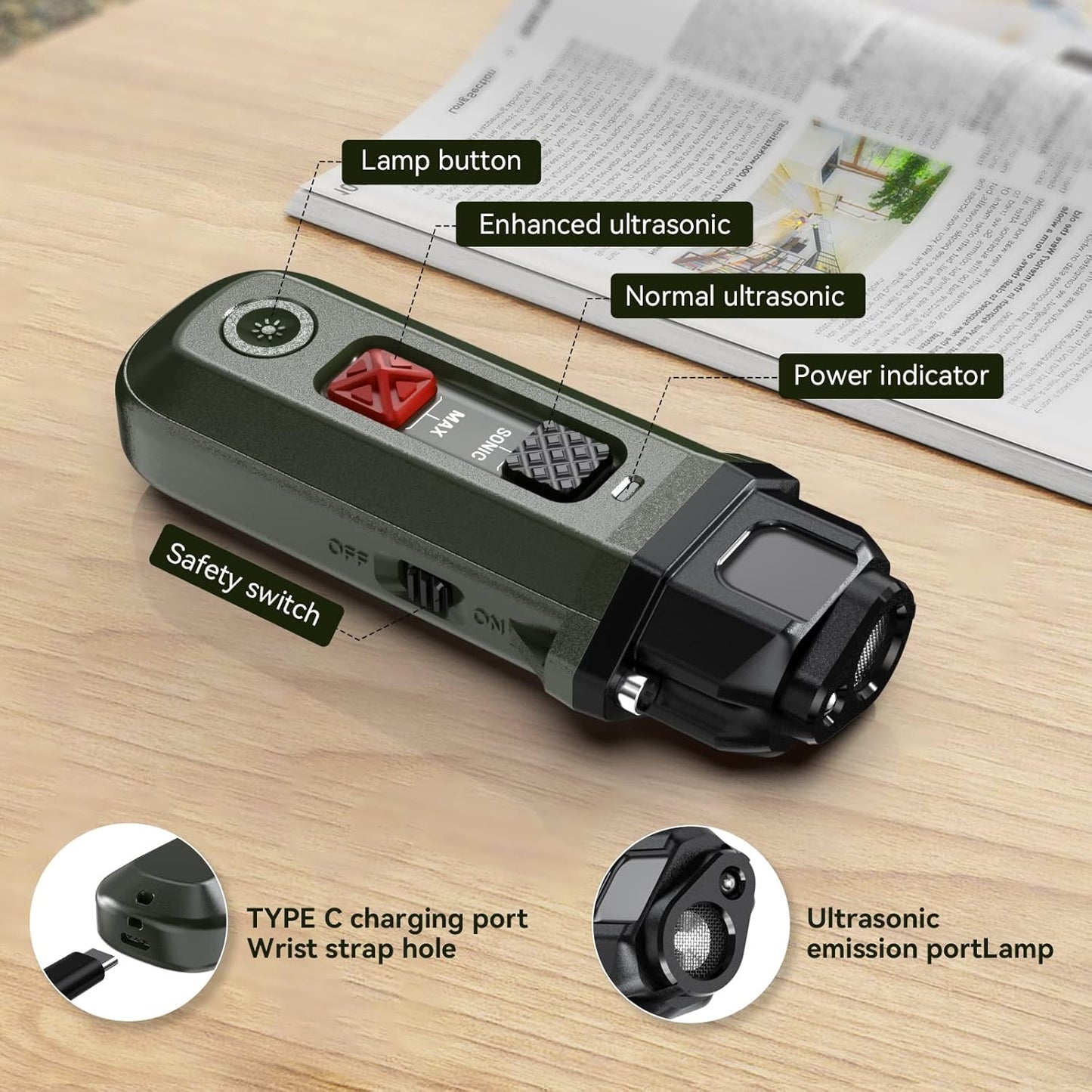 JHMYAR Ultrasonic Dog Bark Device with Flashlight, Anti Bark Device, Long Range for Small and Large Dogs, Indoor and Outdoor