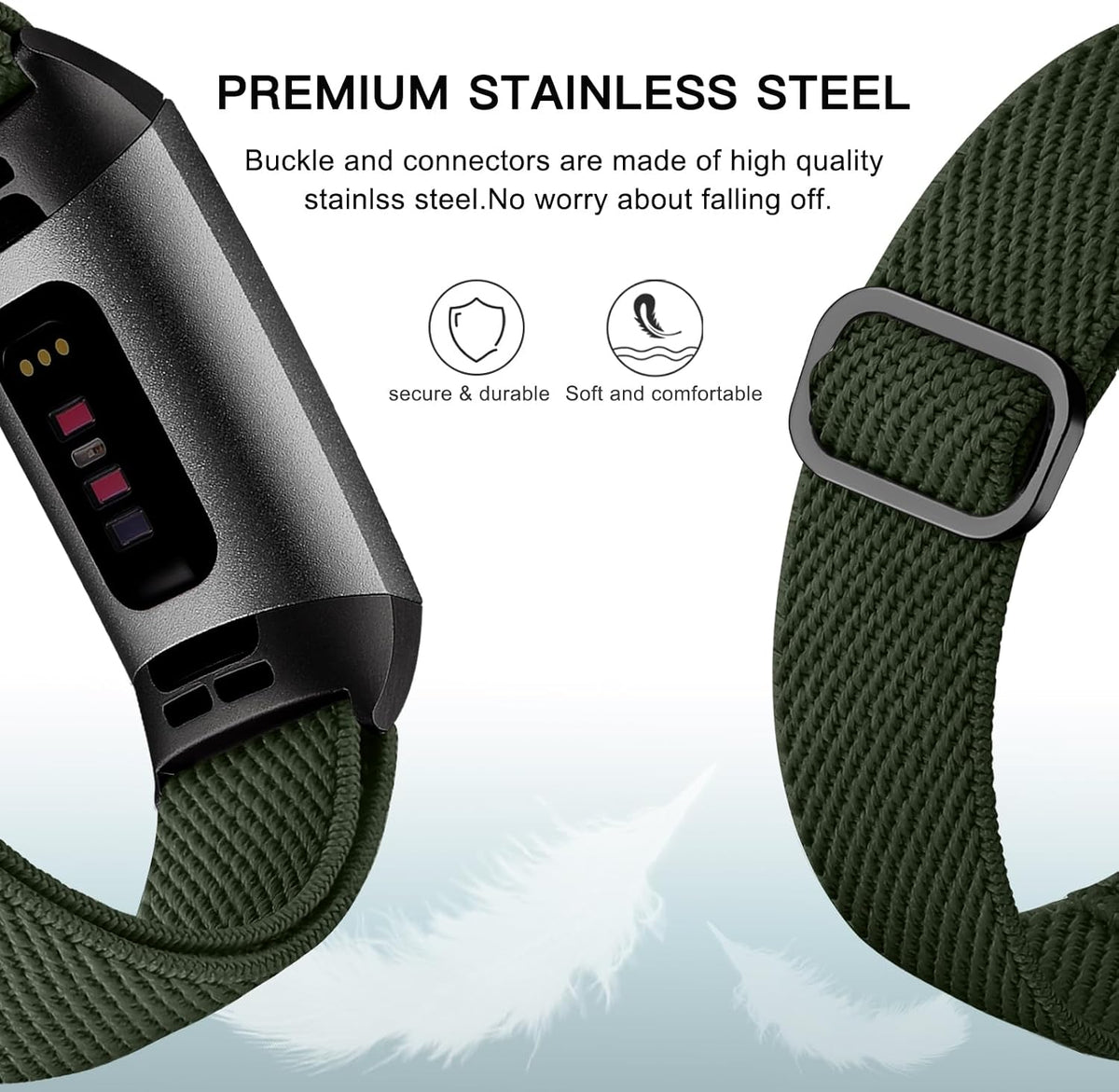 Maledan 3 Pack Elastic Band Compatible with Fitbit Charge 4 and Fitbit Charge 3 Bands for Women Men, Adjustable Stretchy Solo Loop Strap Soft Nylon Fabric Wristband for Charge 3/ Charge 4/ 3SE
