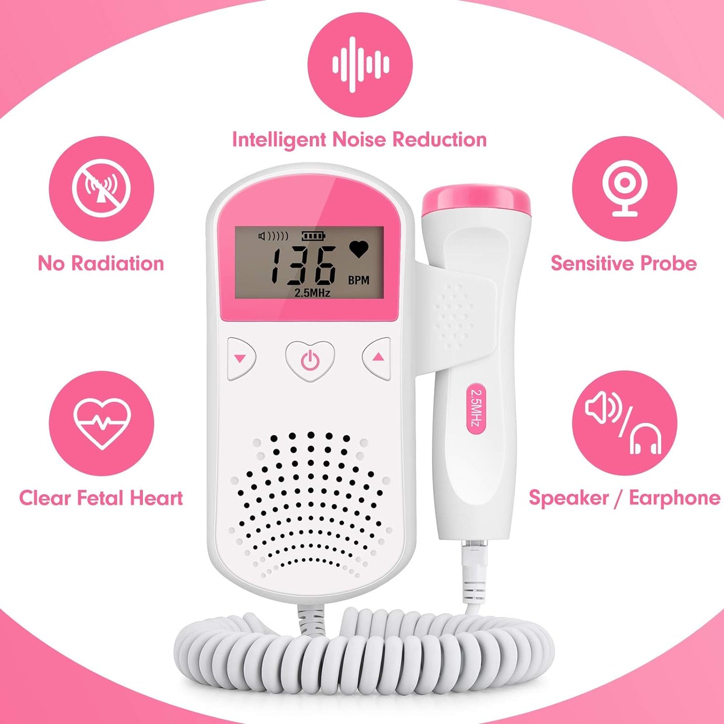 Home Fetal Doppler by Bemedo, Handheld Doppler Pregnant Heartbeat Monitor, Doppler Fetal for Pregnancy