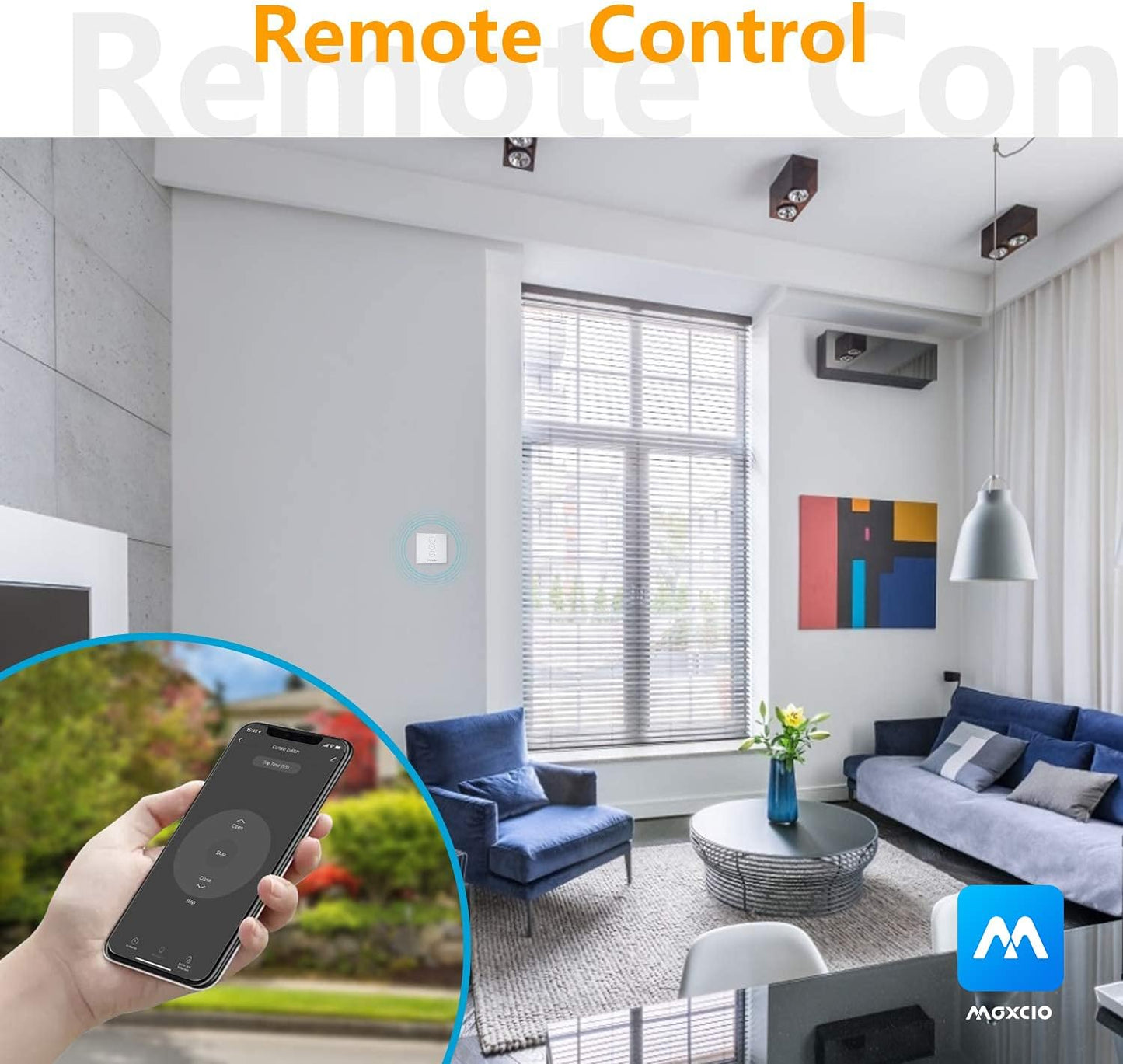 Smart Shutter Switch, Maxcio WiFi Roller Shutter Switch Compatible with Alexa and Google Home, Remote Control and Timing Function for Curtain/Roller Shutter/Motor Door (Neutral Wire Needed)