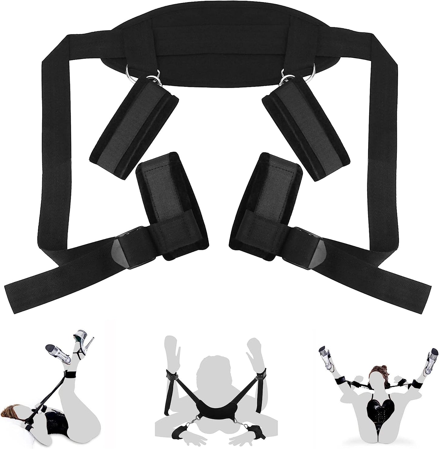 BDSMS Bed Restraints Kit Sex Toys Wrist Leg Restraint Straps Hand & Ankle Cuffs Adults Bed Sex Bondage Restraints Set Sex Play for Couples