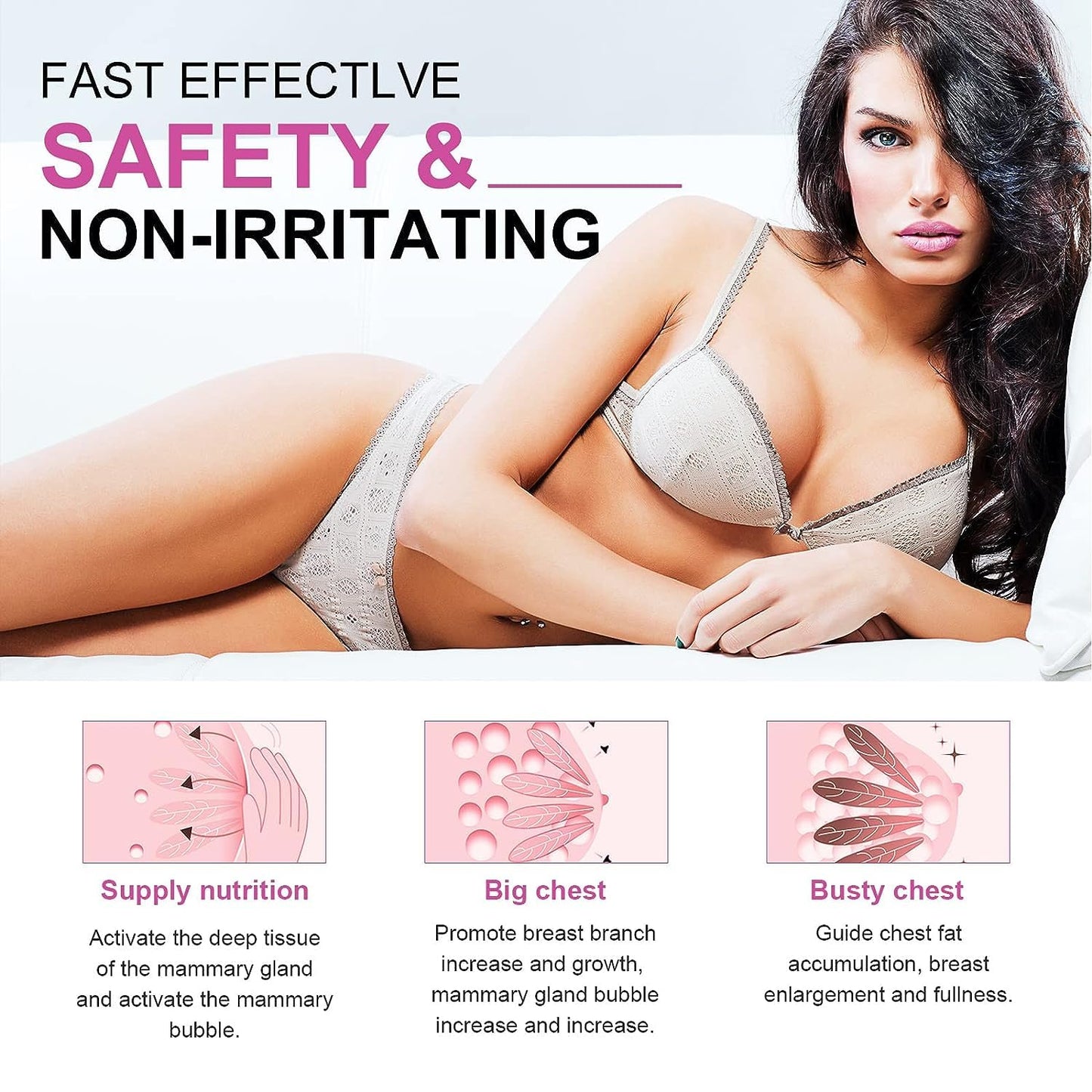 Breast Enhancement Cream, Natural Breast Enlargement Cream Fast Growth, Firming and Lifting Cream, Nourishing to Push Up Bust with Perfect Body Curve