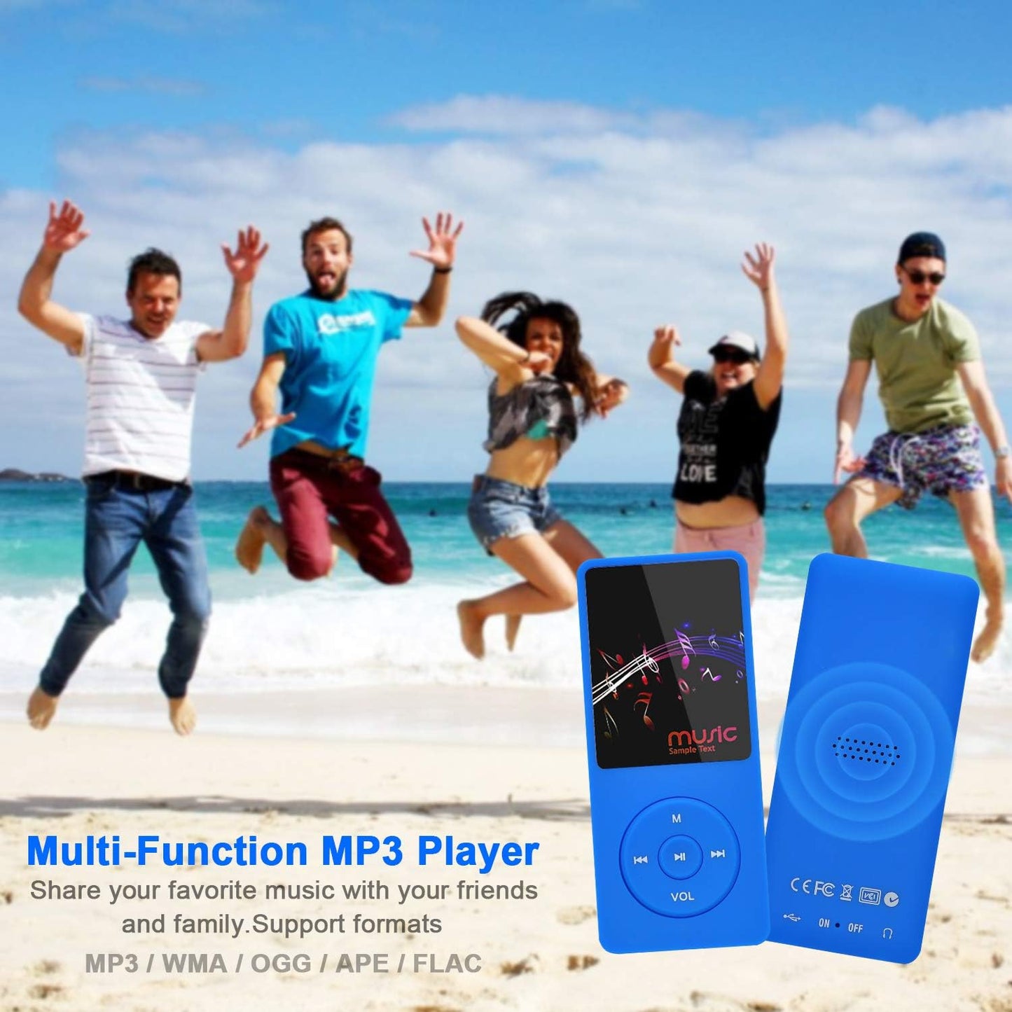 COVVY Slim Music Player 8GB Portable MP3 Player No Sound Lossless 70 Hours Display Support up to 64GB Navy Blue