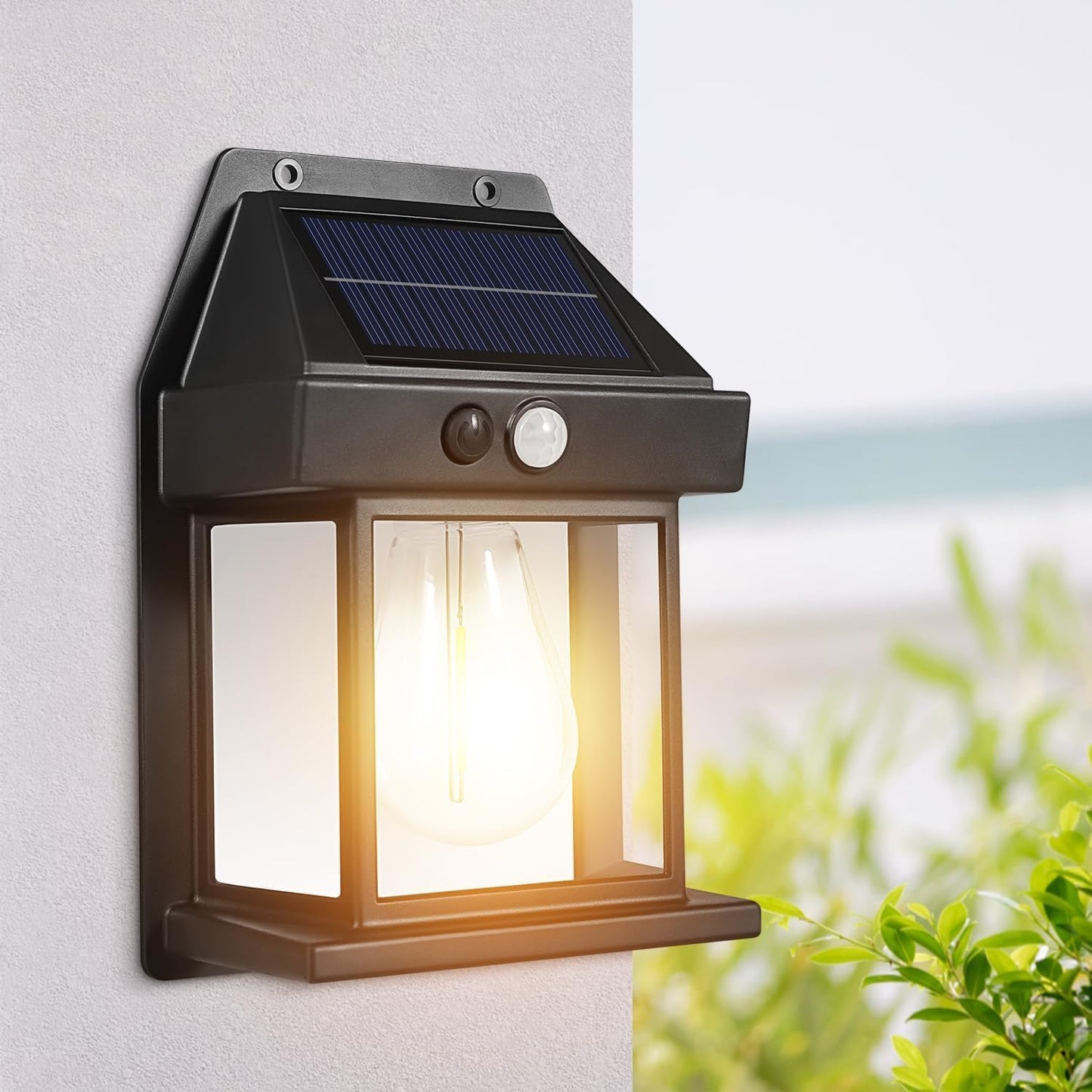 Solar Wall Lamp Lights Outdoor Waterproof – Solar Powered LED Wall Lights with Auto On/Off – Outdoor Solar Wall Lamps for Garden, Patio, Fence, Yard & Balcony