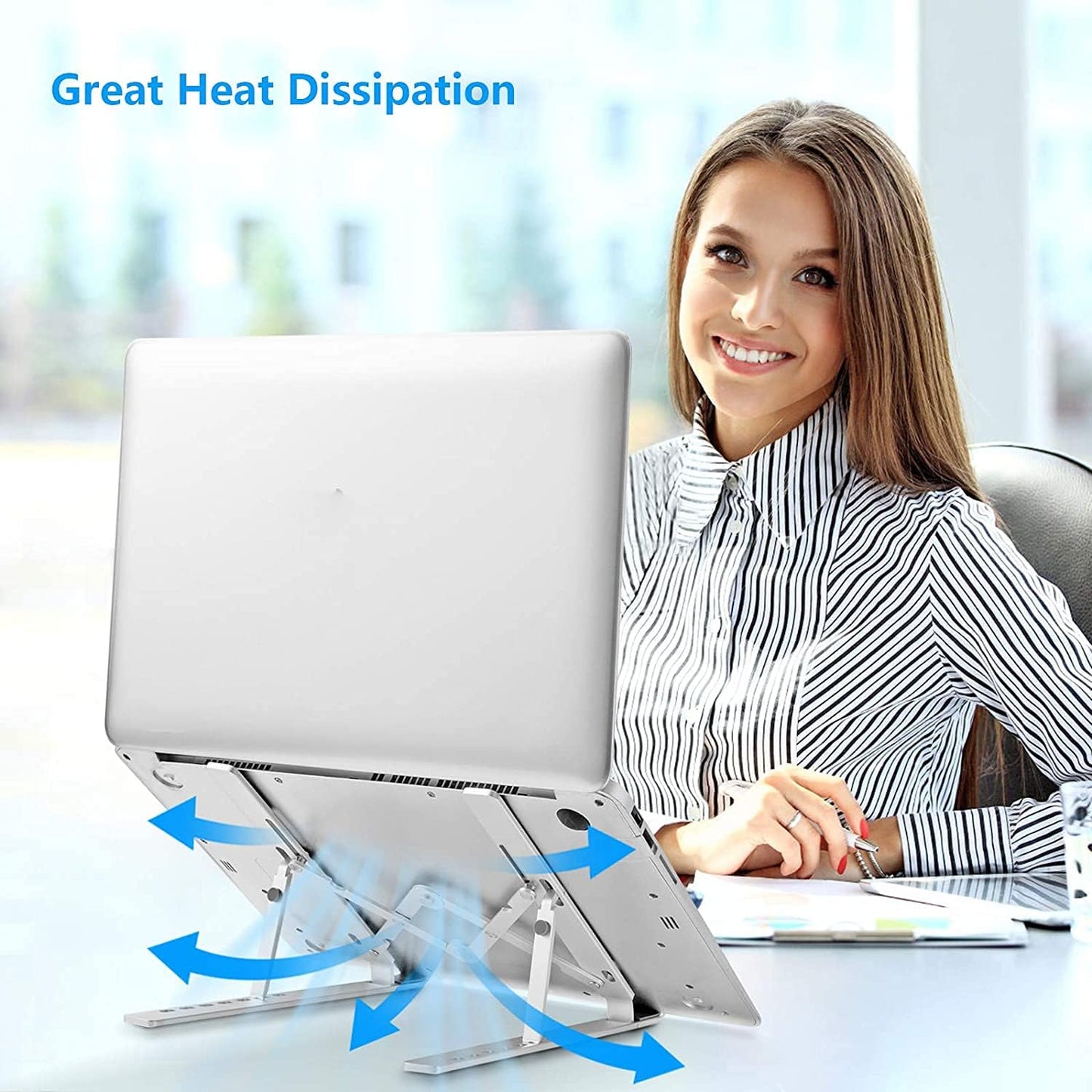 Laptop Stand for Desk, Ergonomic Adjustable Aluminum Foldable Portable Computer Stand, Lecterns & Podiums, Fits 10-15.6" MacBook Air Pro HP Lenovo Dell Laptops & Tablets(Silver)