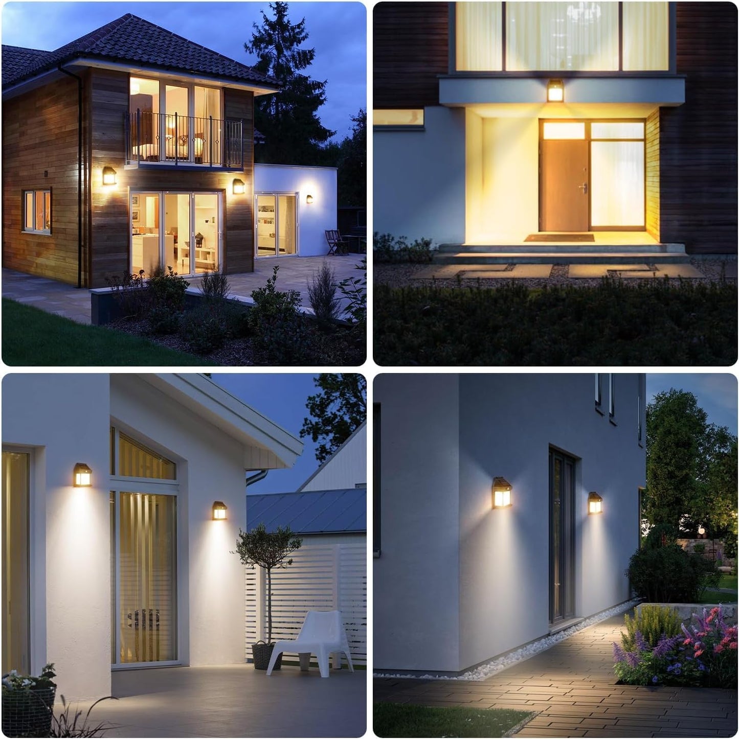Solar Wall Lamp Lights Outdoor Waterproof – Solar Powered LED Wall Lights with Auto On/Off – Outdoor Solar Wall Lamps for Garden, Patio, Fence, Yard & Balcony