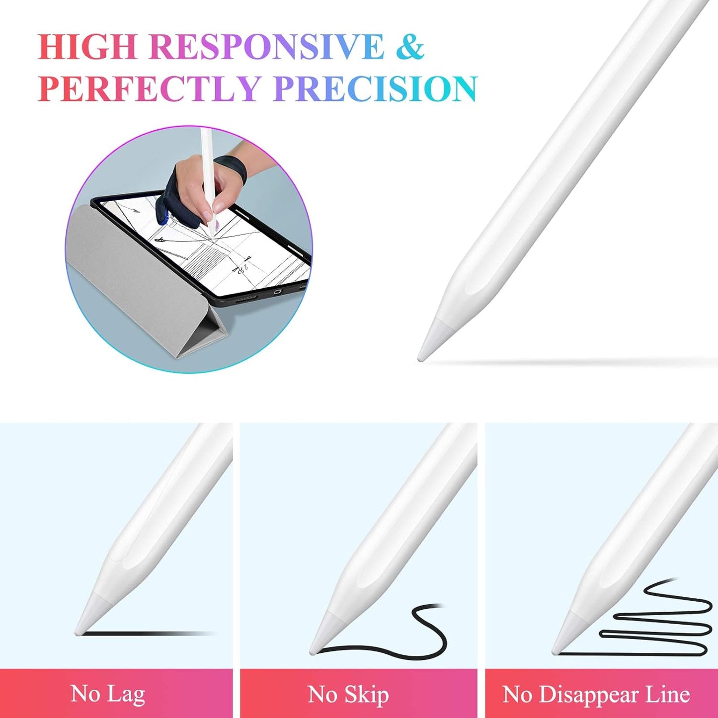 Active Stylus Pen Compatible for iOS and Android Touchscreens, 2021 Stylus Pen with Dual Touch Screen , Rechargeable Stylus Pencil for All Apple iPad/iPhone/iPad Pro/iPad Mini/Android/Samsung Tablet Drawing & Handwriting