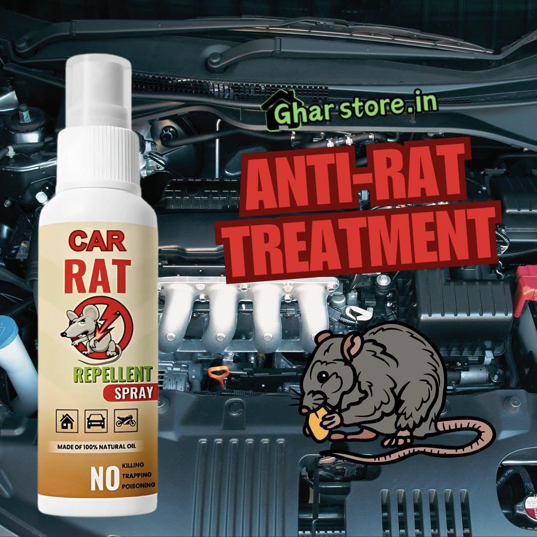 Herbal  for Car | Rat Repellent Liquid | Rodent Repellent | Anti Rat Protection Spray | Mouse Protector for Car