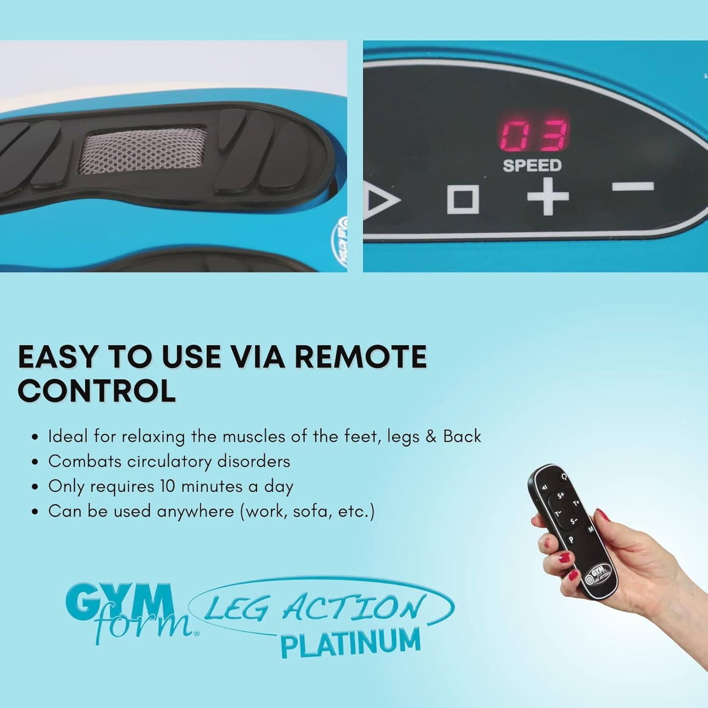 GYMFORM Leg Action Platinum Foot and Leg Massager Shiatsu Massager with Remote Control, 10 Programs/20 Speeds to Improve Blood Flow and Pain Relief (Platinum)