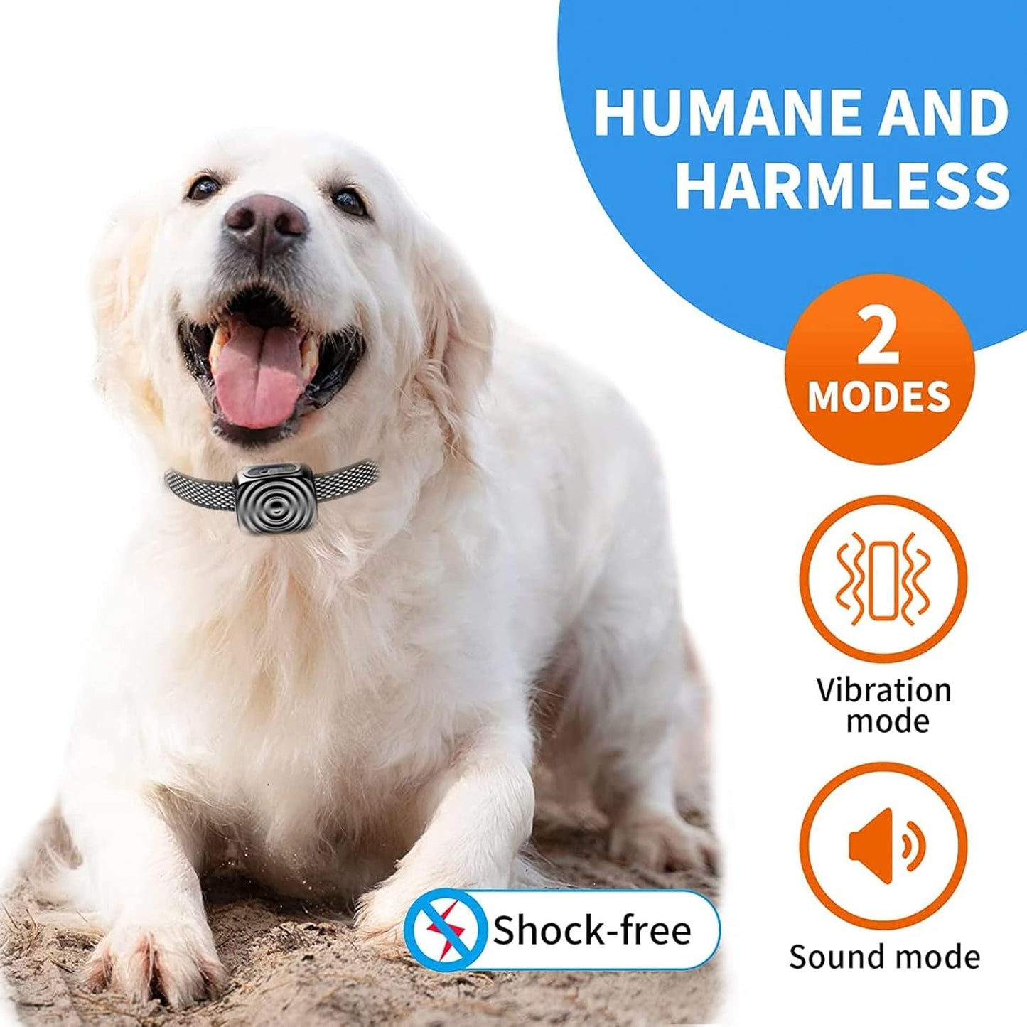 Prechkle Automatic Anti Bark Collar for Dogs, Safe Stop Barking Collar, No Shock Harmless Smart Bark Collar with IP67 Waterproof,Effective Vibration Sound Mode,5 Sensitivity Levels,Rechargeable -Black