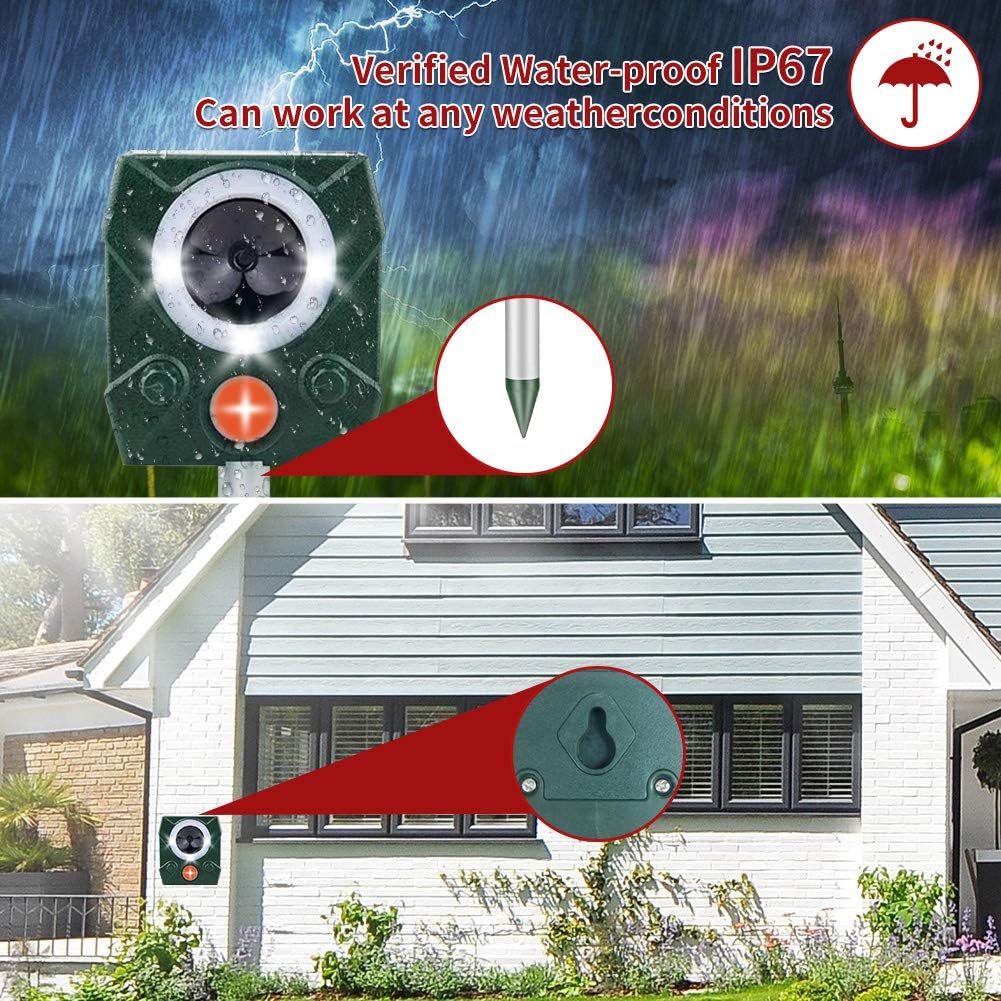 STCLIFE Solar Cat Repellent Animal Repeller, Waterproof animal Ultrasonic repeller Powered With alarm, for cats, dogs, birds, foxes,Garden Yard Field Farm