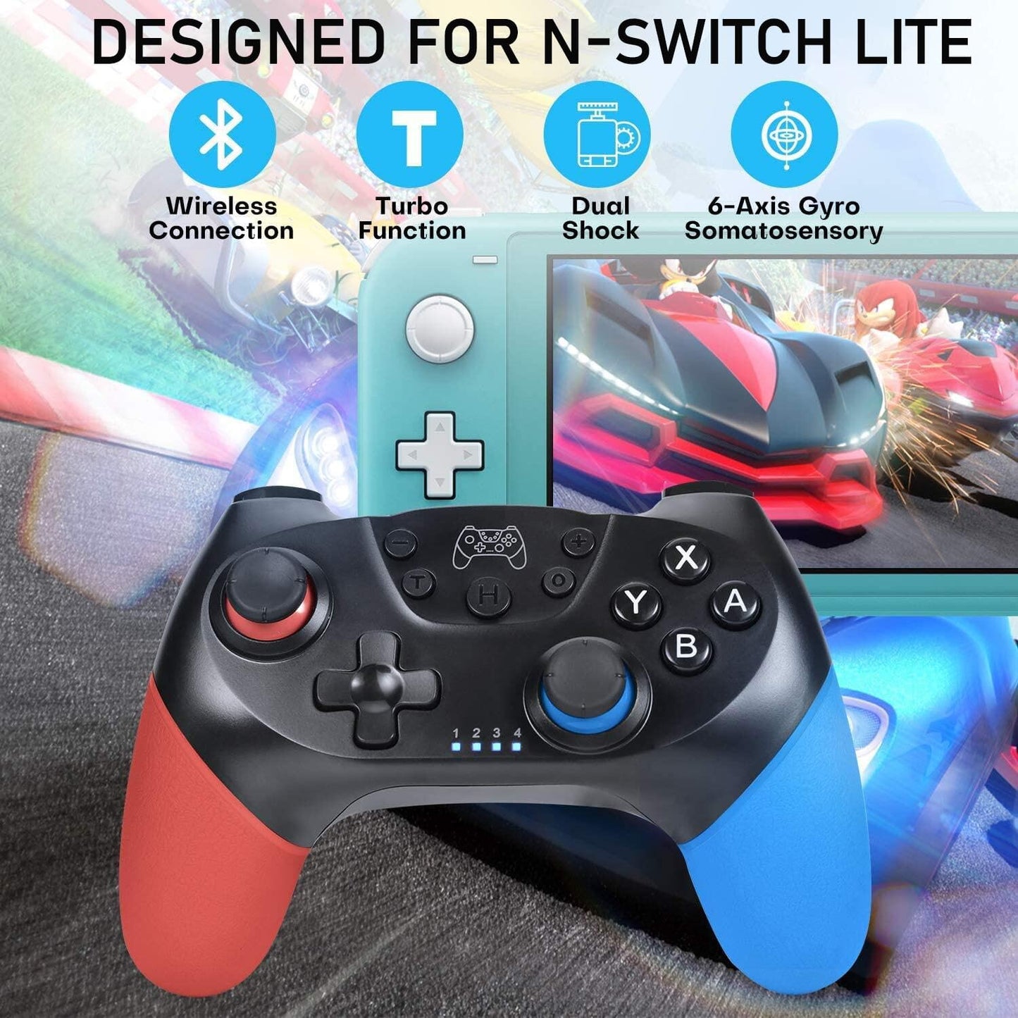 Wireless Switch Controller, Switch Controller for N-intendo Switch/Switch Lite, Wireless Switch Gamepad Joypad with 6-Axis Gyro, Double Shock