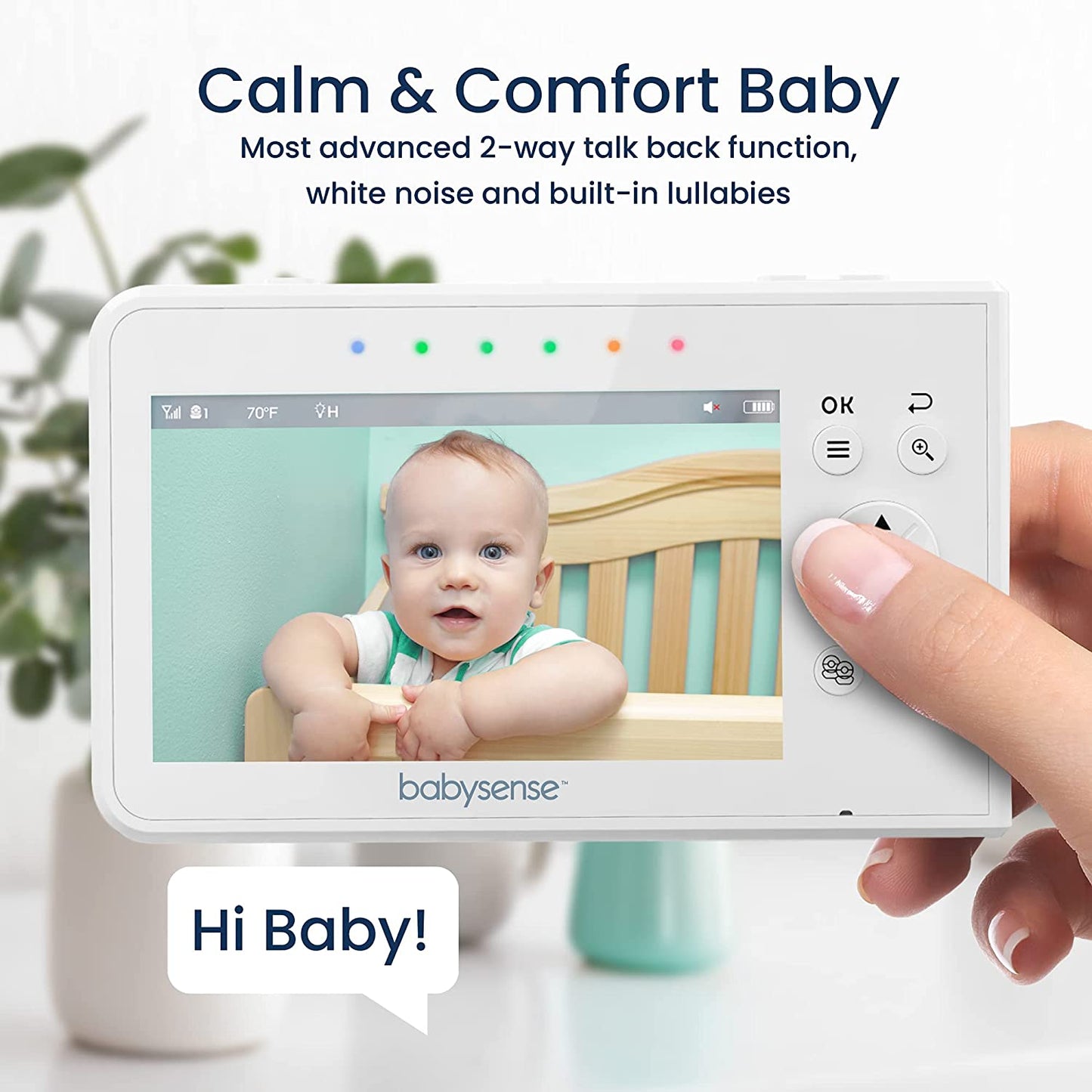 Babysense Baby Monitor, 4.3" Split Screen, Video Baby Monitor with Cameras and Audio, Remote PTZ, 960ft Range (Open Space), Adjustable Night Light, Two-Way Audio, Zoom, Night Vision, Lullabies