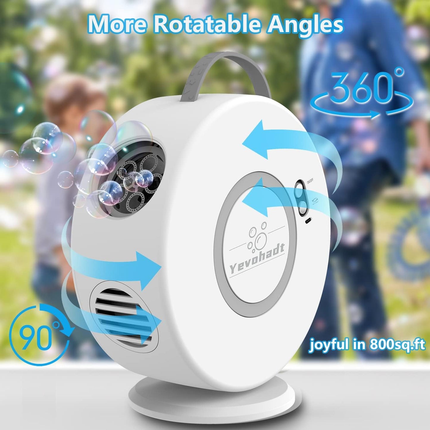 Bubble Machine for Kids Toddlers,Automatic Bubble Blower Rechargeable, 90° 360° Auto Rotatable Portable Bubble Maker Electric Bubbles Toy for 3 4 5 Year Old, Outdoor Wedding Party Birthday Gifts