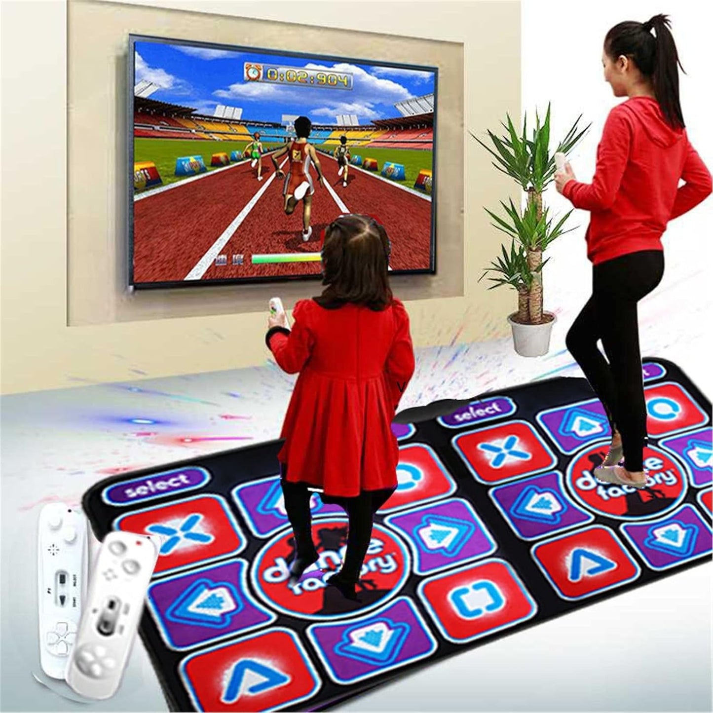 Electronic Dance Mat Wireless 2 Players,AV Interface Remote Control High Sensitivity TV Dance Floor Pad,Dance Floor Mat, Electronic PC Dancing Pad for Adults Family Home