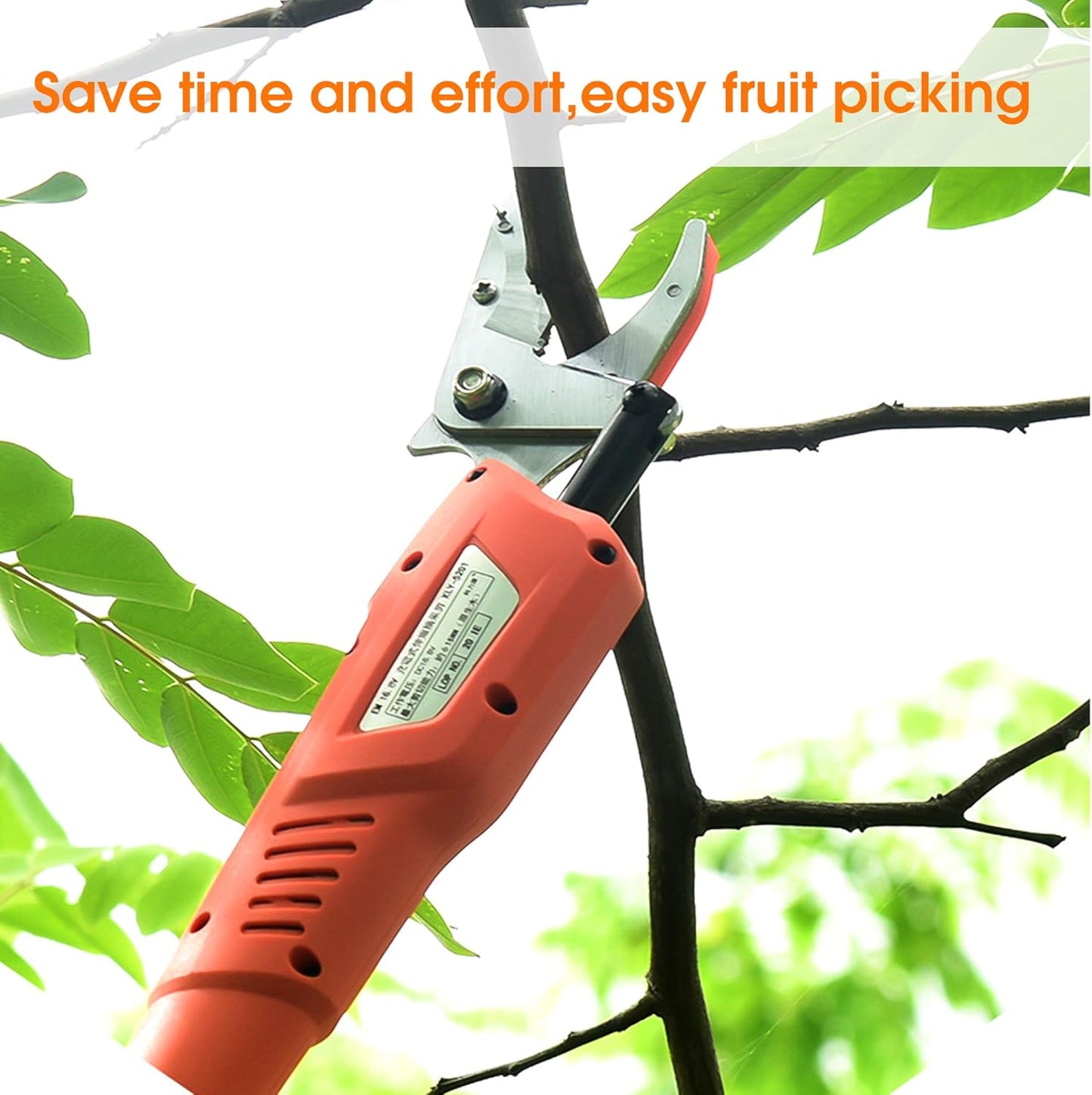 Electric Rechargeable Fruit Picker Tool Hold Long Handle Reach Pruner Long Handle Fruit Picker Telescopic Tree Pruner Garden Long Handled Secateurs for Tree Branches Fruits Catcher Orchard Picking Tool Length 2m,