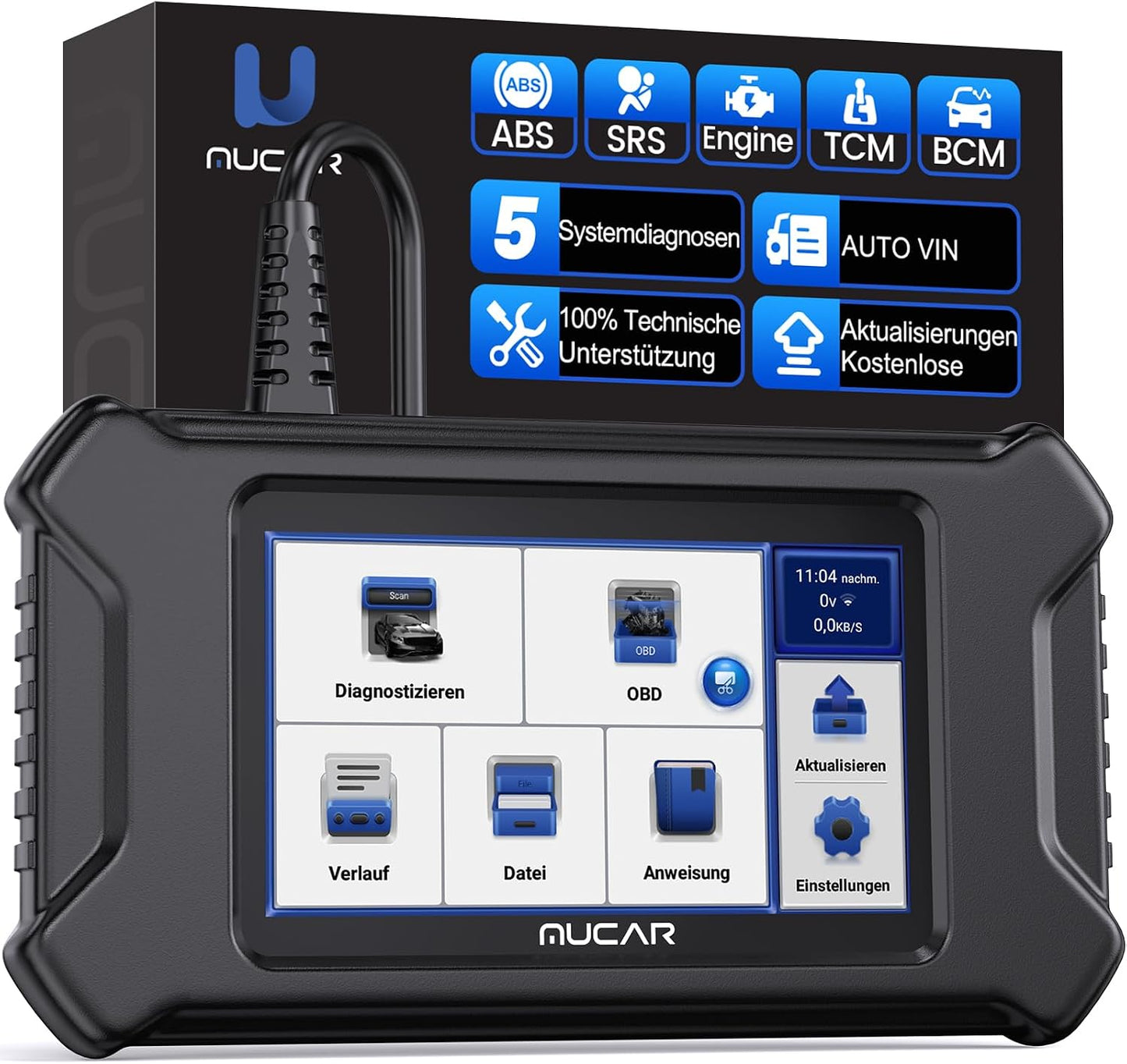 MUCAR CS5 Car Diagnostic Device, OBD2 Diagnostic Tool with 5 System Diagnostics (ECM/SRS/ABS/BCM/TCM), Car Diagnostic Tool for AutoVIN, Android 7.0, Free Updates