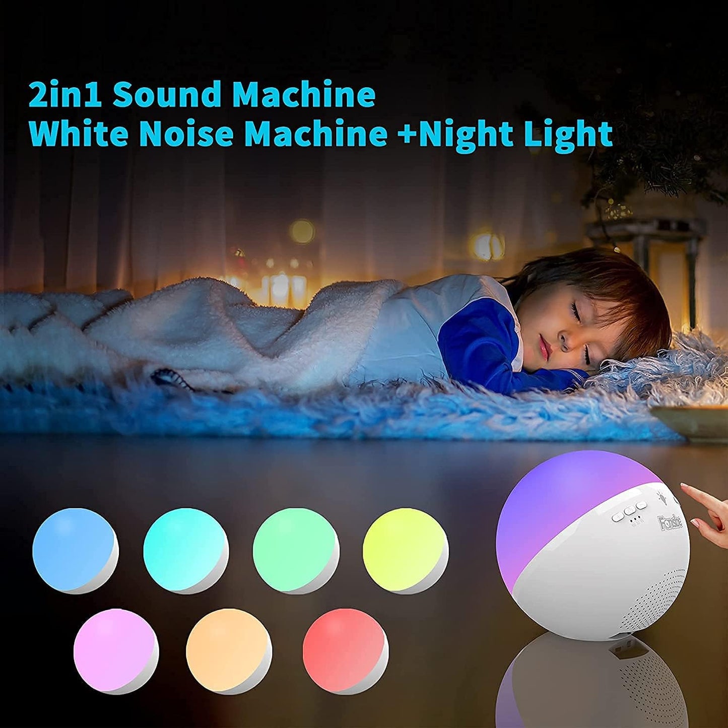 White Noise Machine, White Sound Machine with Light for Sleep, White Noise Machine Soothing Sound for Sleeping, Baby, Kids, Adult