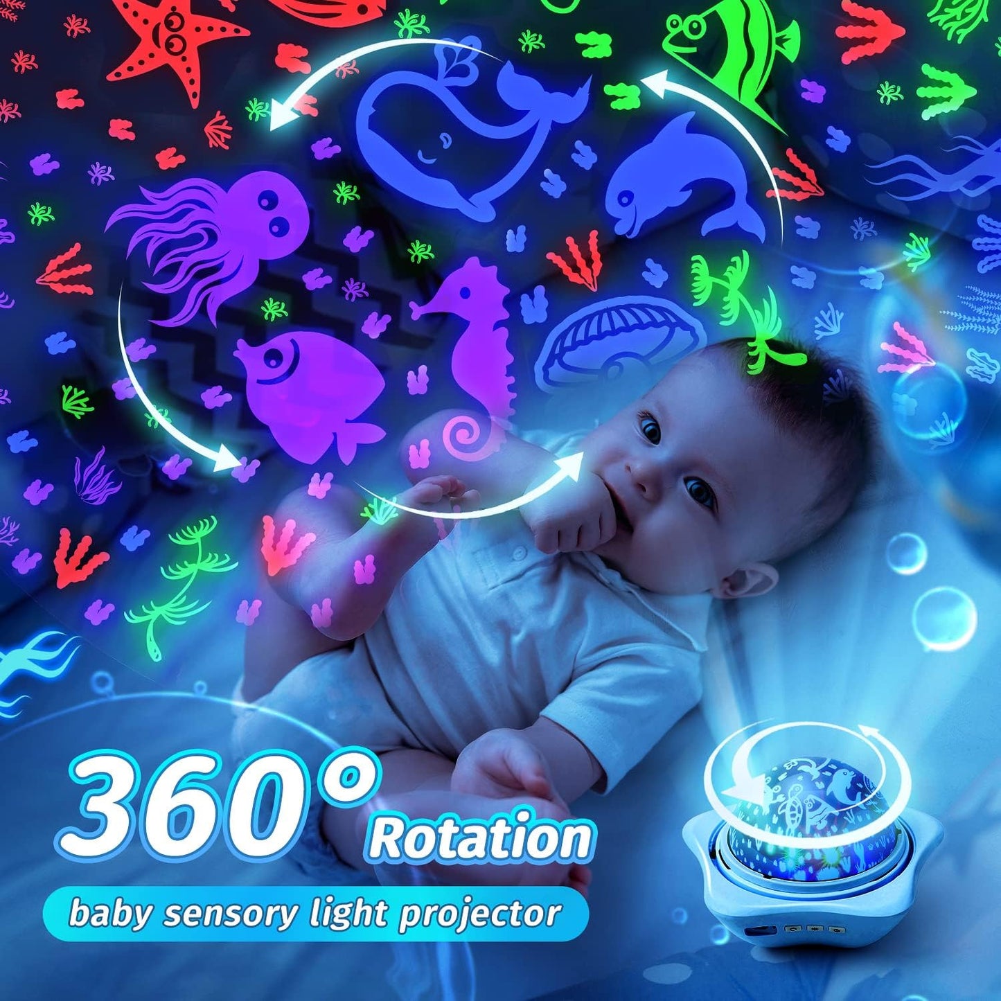 One Fire Night Light for Kids, 48 Lighting Modes Star Lights for Bedroom, 360° Rotating+3 Films Baby Night Light Projector, USB Rechargeable Kids Night Lights for Bedroom, Star Lights for Room Decor