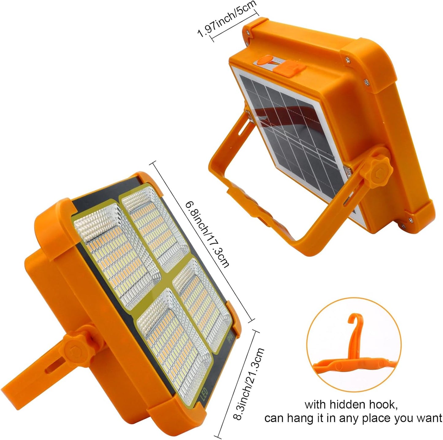Solar Portable Camping Light with Stand, 100W 3000mAh Battery Rechargeable Light with 4 Modes, LED Cordless Flood Lights for Work, Emergency Power Failure, Car Repair